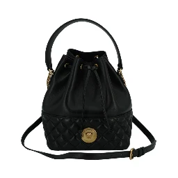 Black Lamb Leather Bucket Shoulder Bag