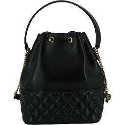 Black Lamb Leather Bucket Shoulder Bag