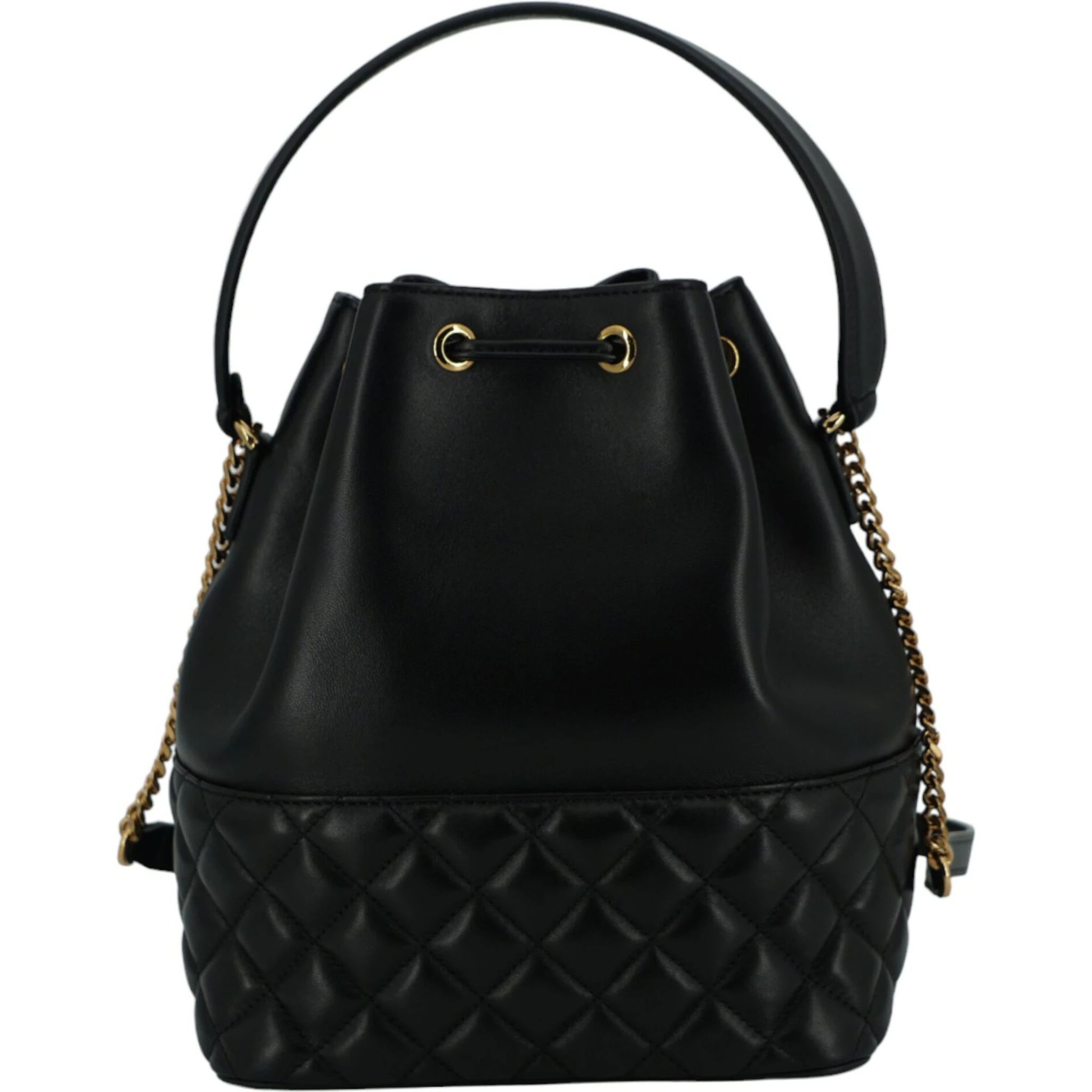 Black Lamb Leather Bucket Shoulder Bag