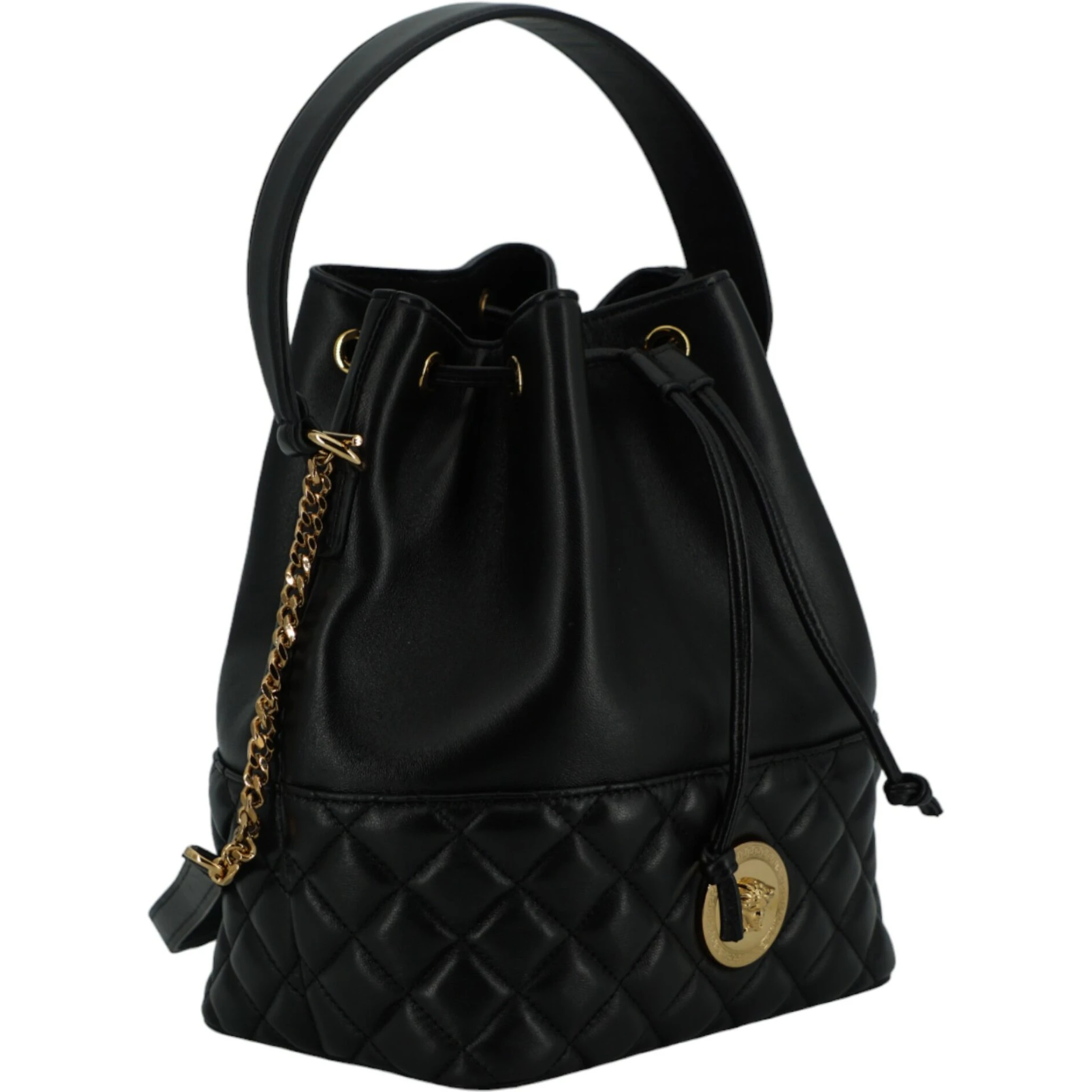 Black Lamb Leather Bucket Shoulder Bag