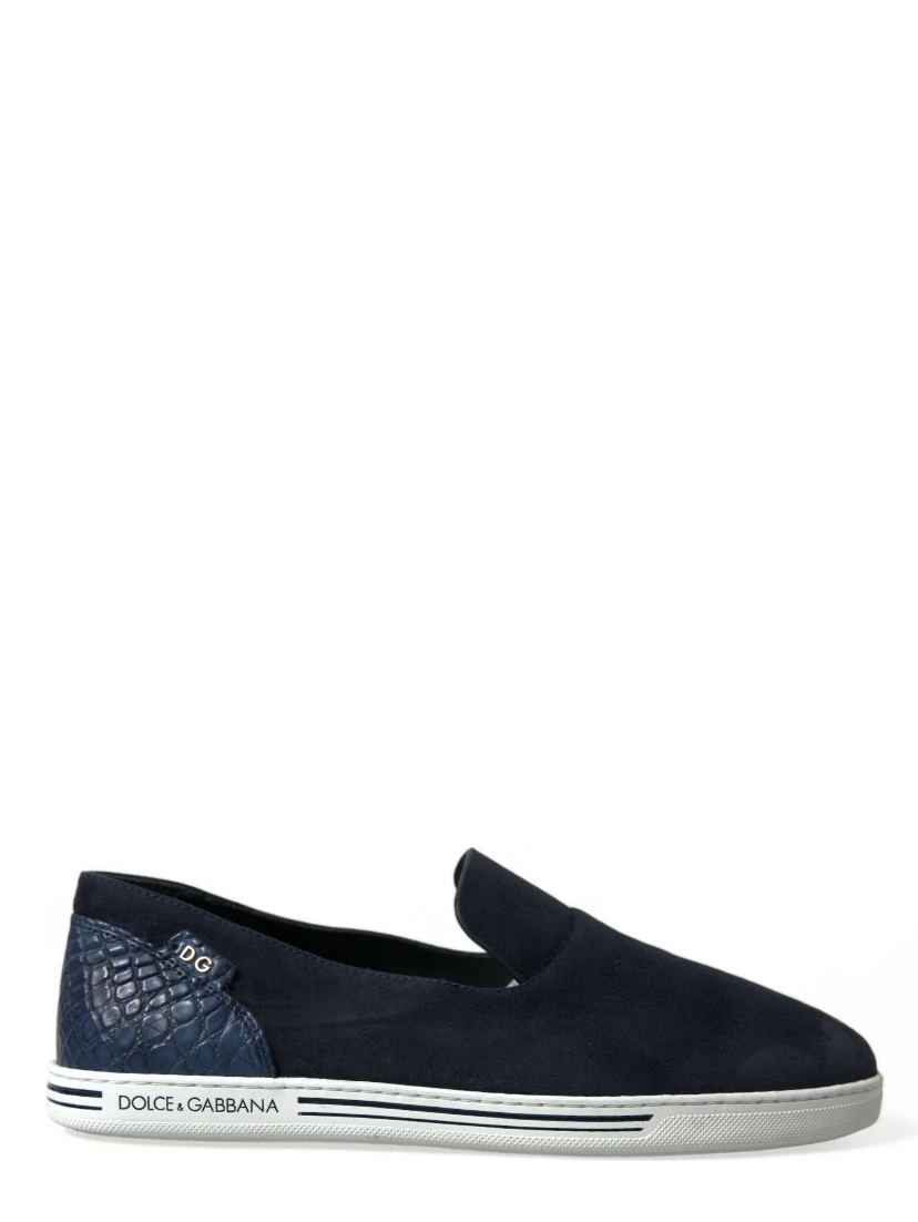 Blue Suede Caiman Loafers Saint Tropez Shoes
