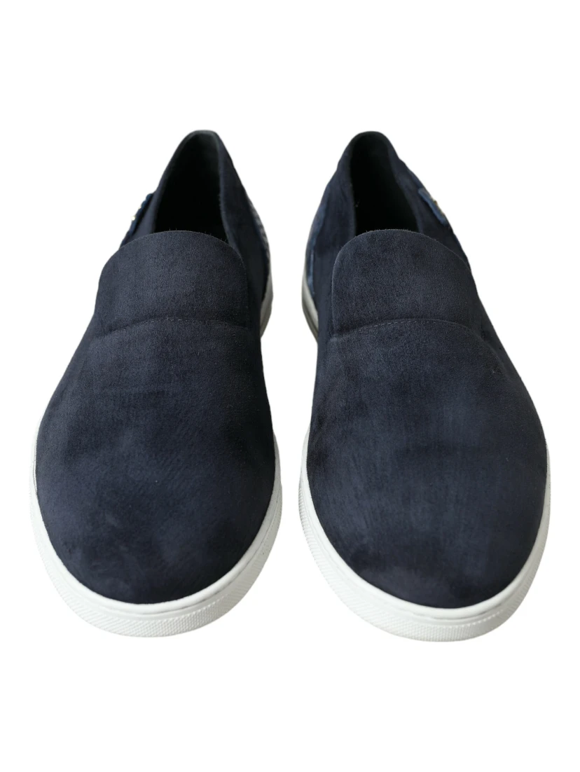 Blue Suede Caiman Loafers Saint Tropez Shoes