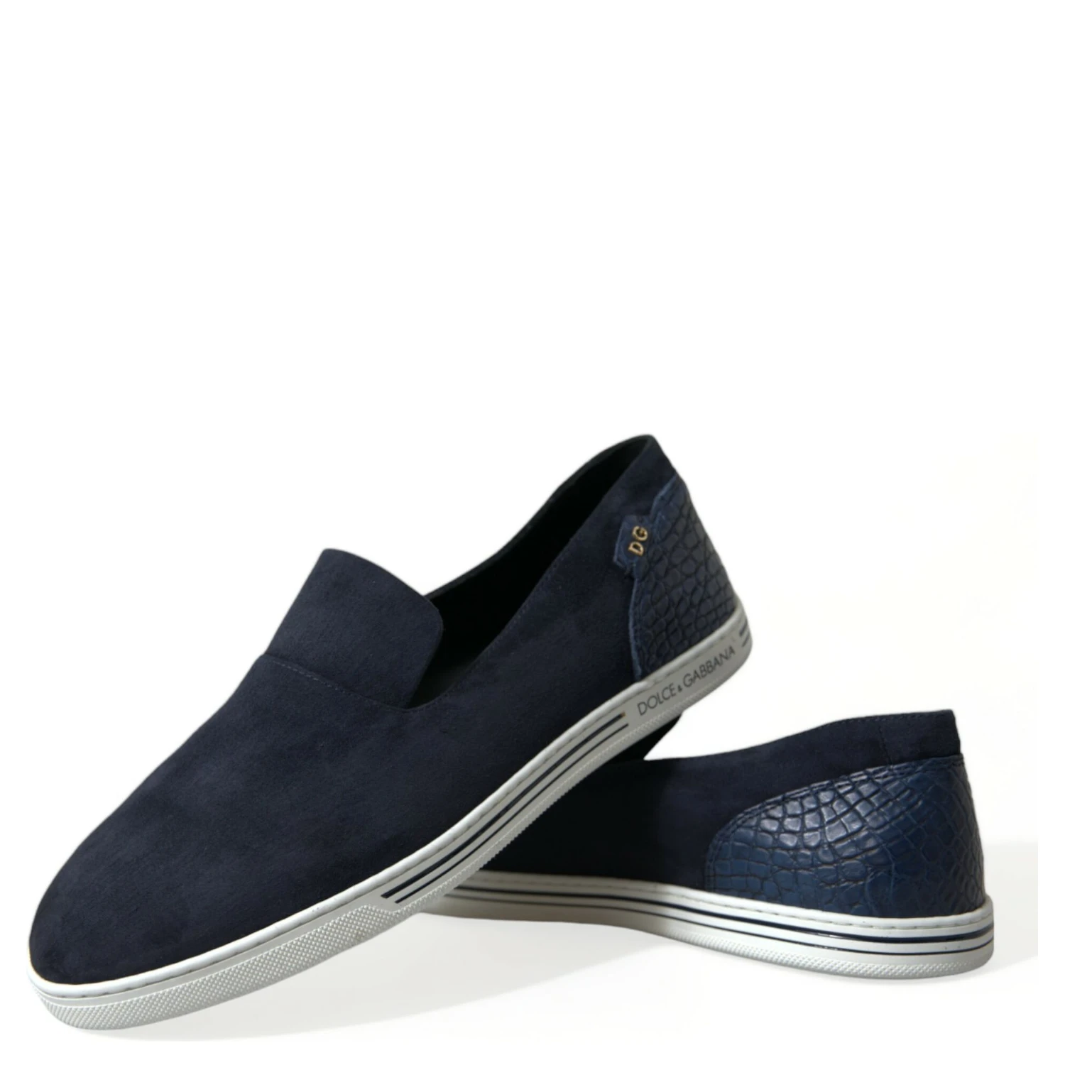 Blue Suede Caiman Loafers Saint Tropez Shoes
