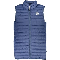 Blue Polyamide Sleveless Jacket