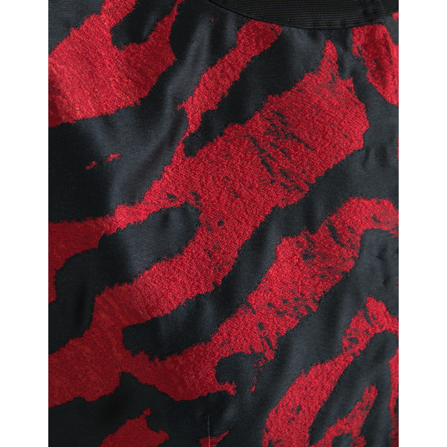 Black Red Patterned Cropped Coat Jacket
