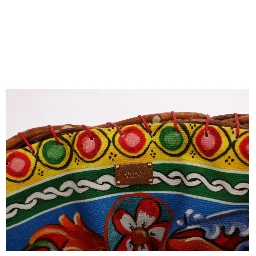 Multicolor AGNESE Straw Crystal  Pom Pom Bag