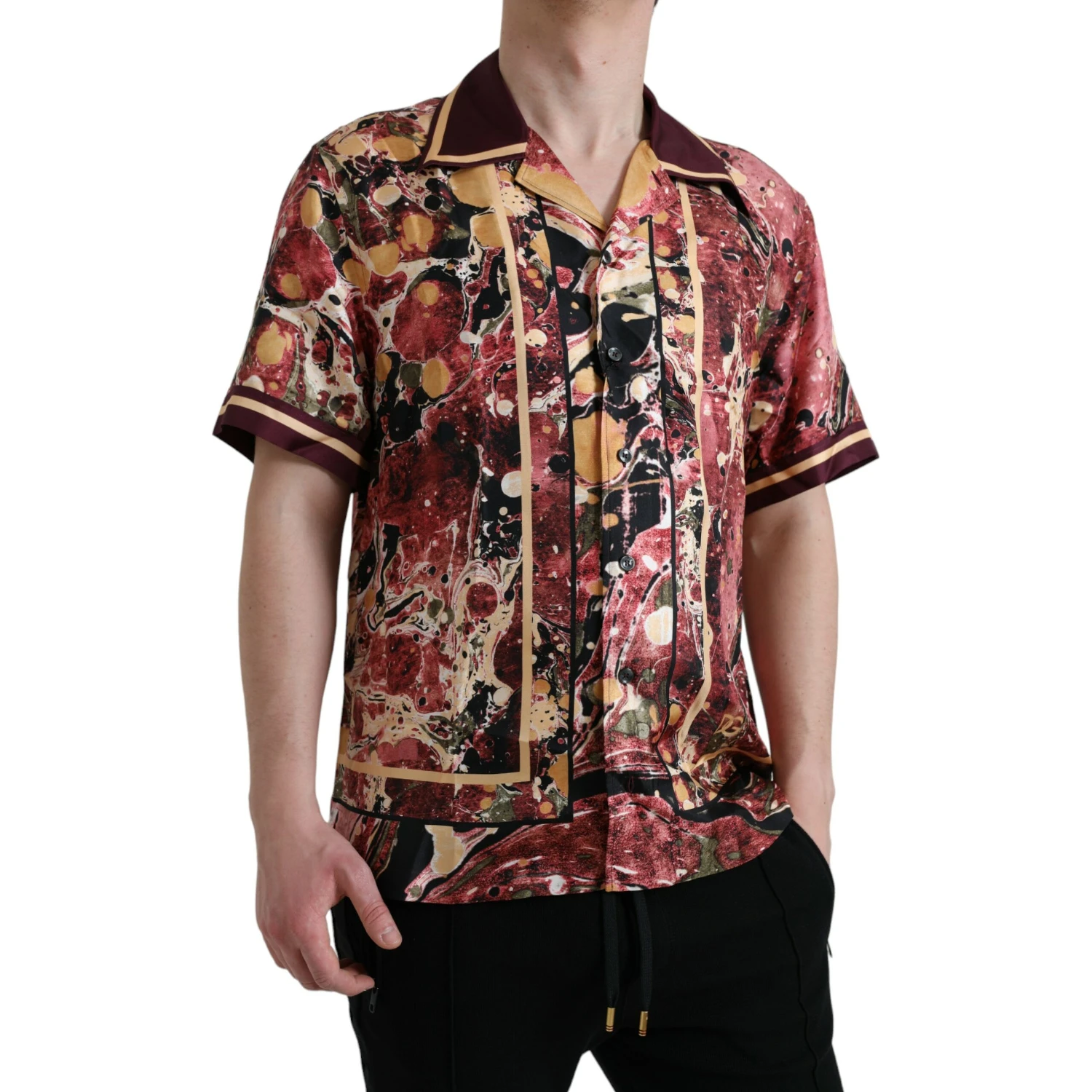 Multicolor Button Down Silk Shirt