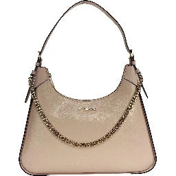 Wilma Large Smooth Leather Chain Shoulder Bag Purse Powder Blush