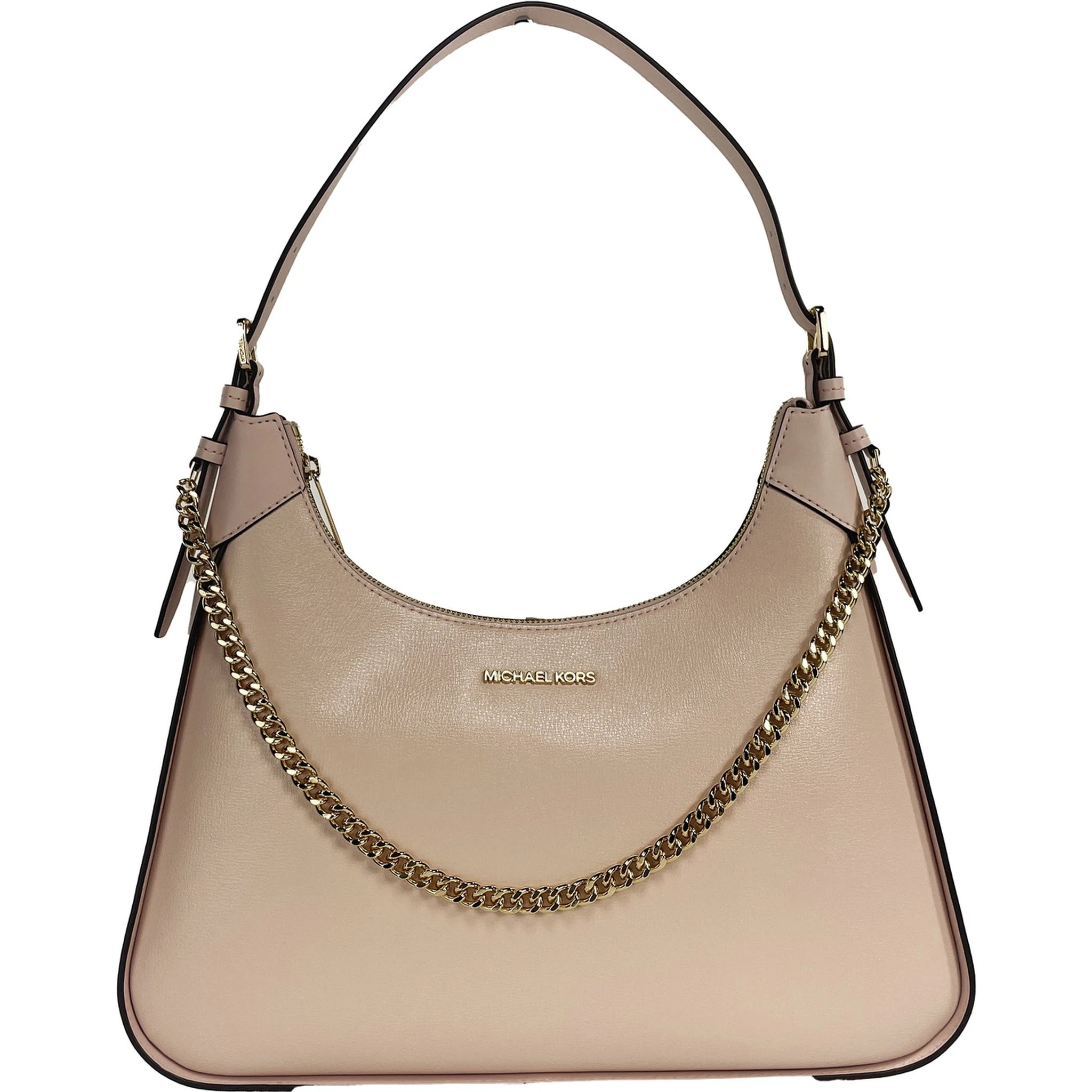 Wilma Large Smooth Leather Chain Shoulder Bag Purse Powder Blush