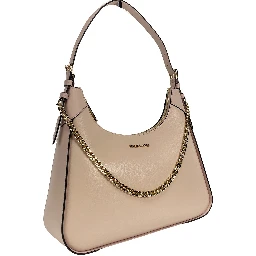 Wilma Large Smooth Leather Chain Shoulder Bag Purse Powder Blush