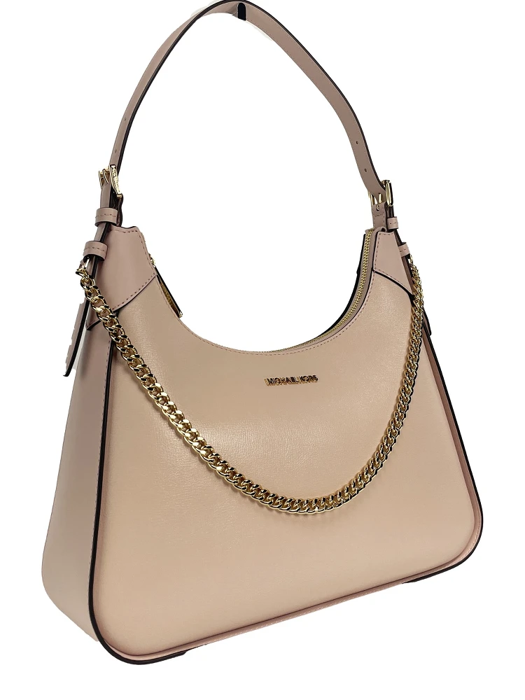 Wilma Large Smooth Leather Chain Shoulder Bag Purse Powder Blush alternative
