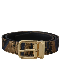 Multicolor Jacquard Leather Logo Buckle Belt