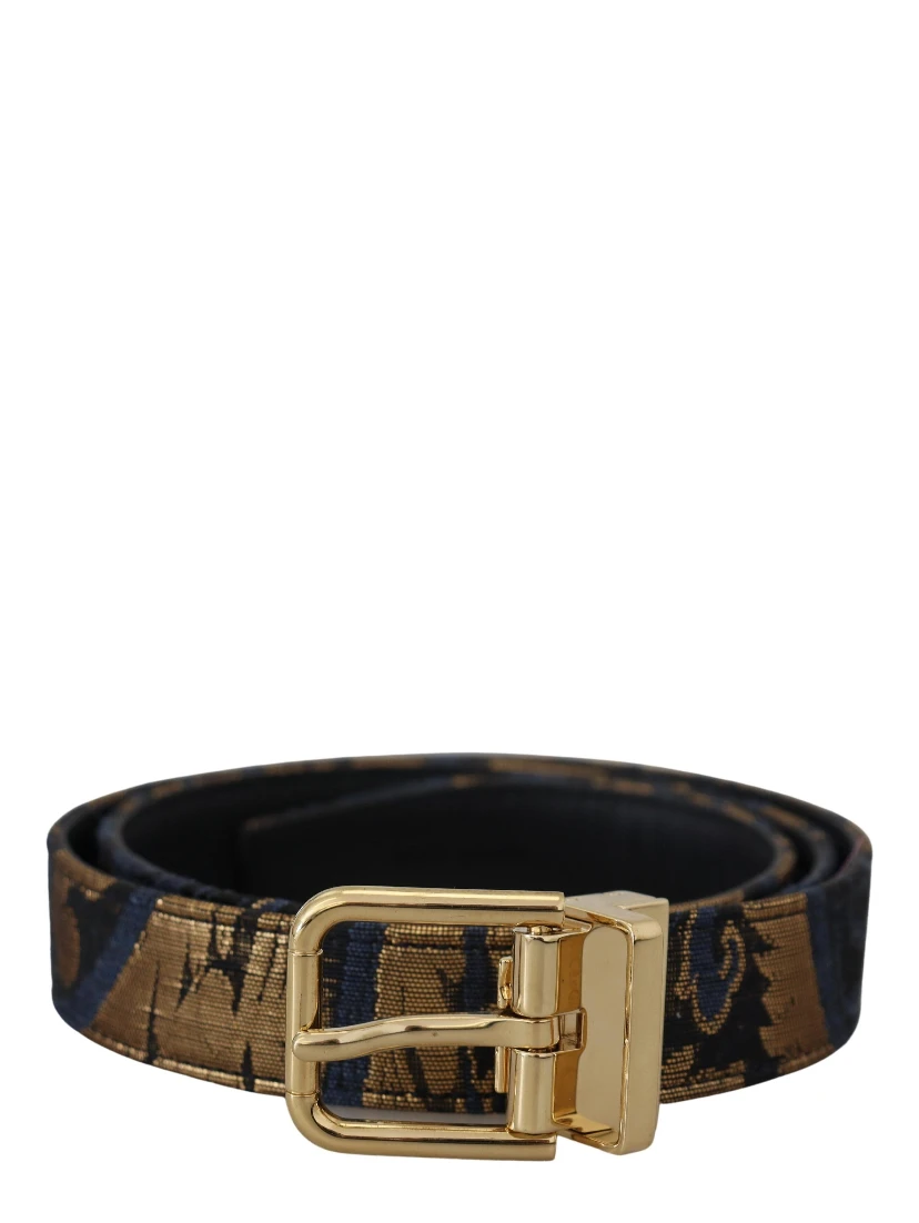 Multicolor Jacquard Leather Logo Buckle Belt