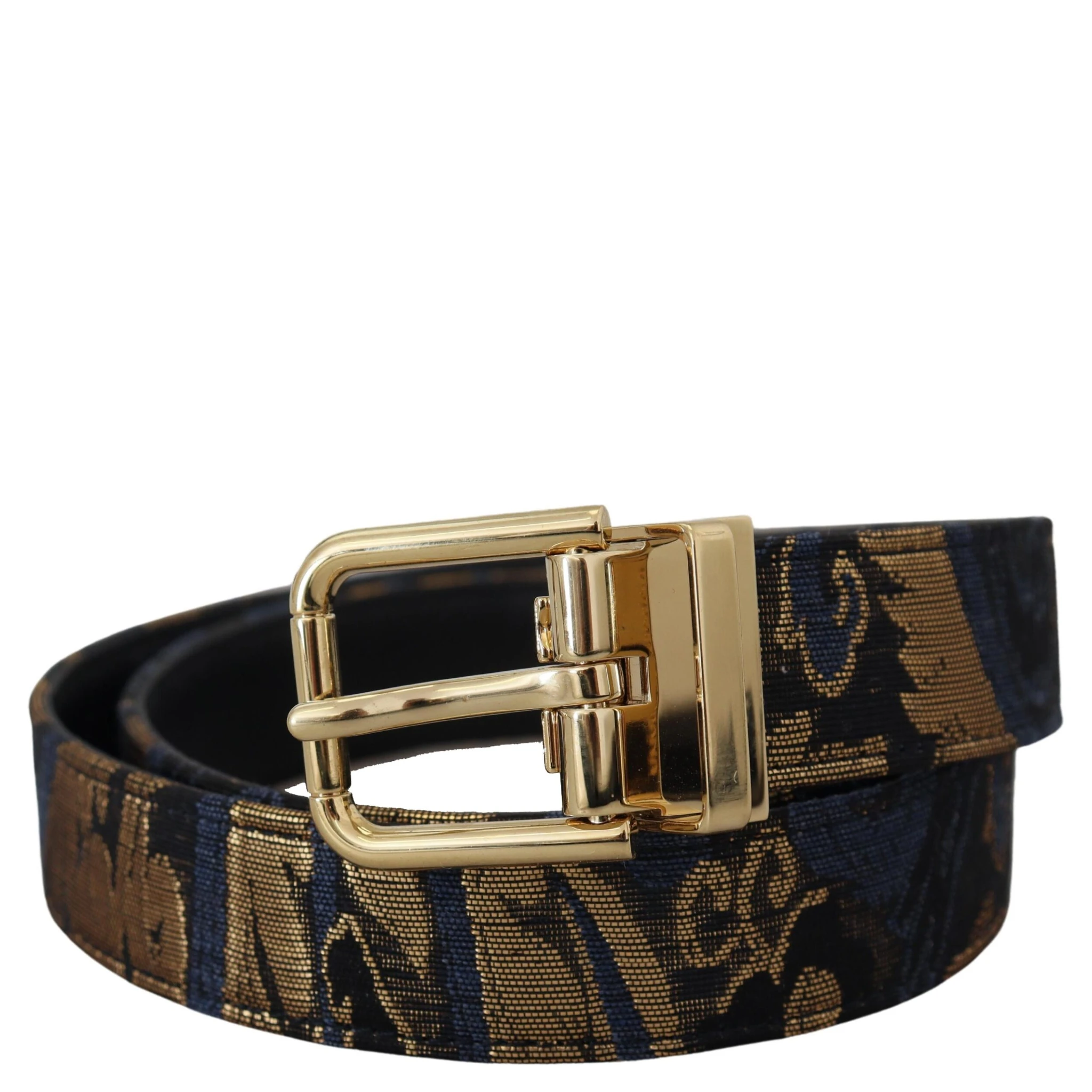 Multicolor Jacquard Leather Logo Buckle Belt