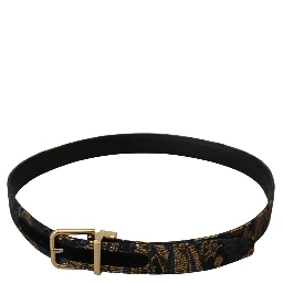 Multicolor Jacquard Leather Logo Buckle Belt