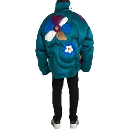 Multicolor Floral Windbreaker Puffer Jacket