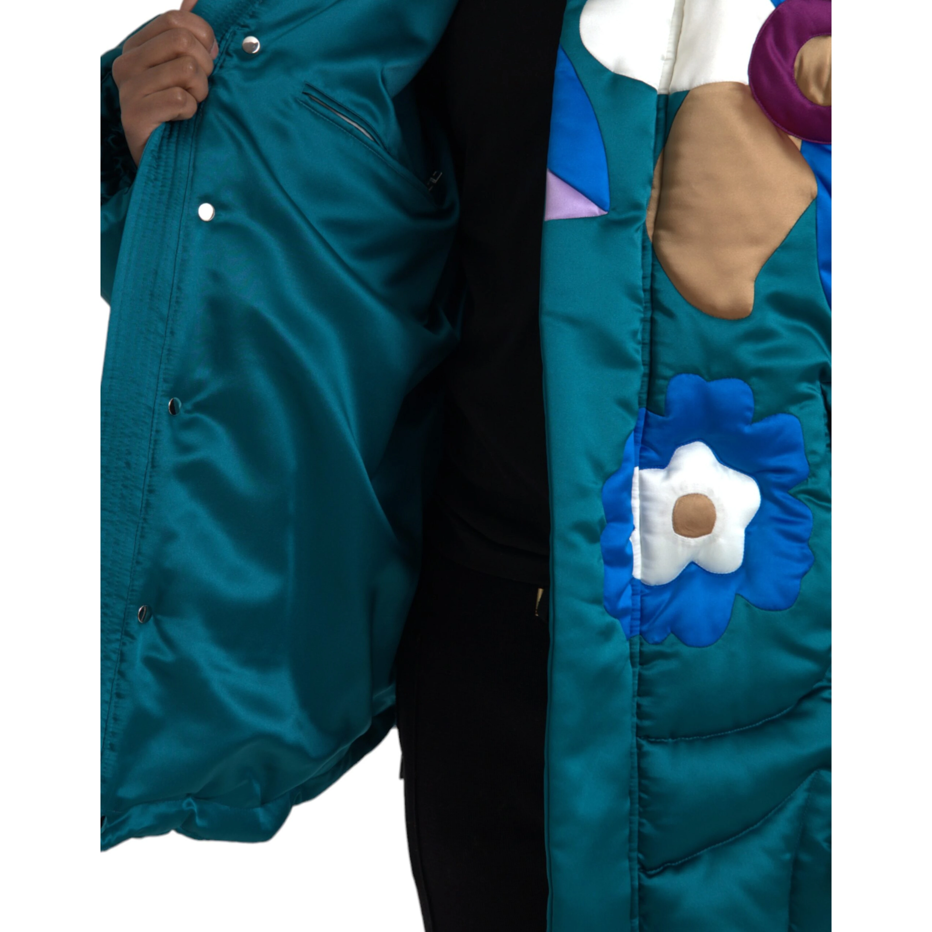 Multicolor Floral Windbreaker Puffer Jacket