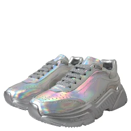 Silver Iridescent DAYMASTER Leather Sneakers Shoes