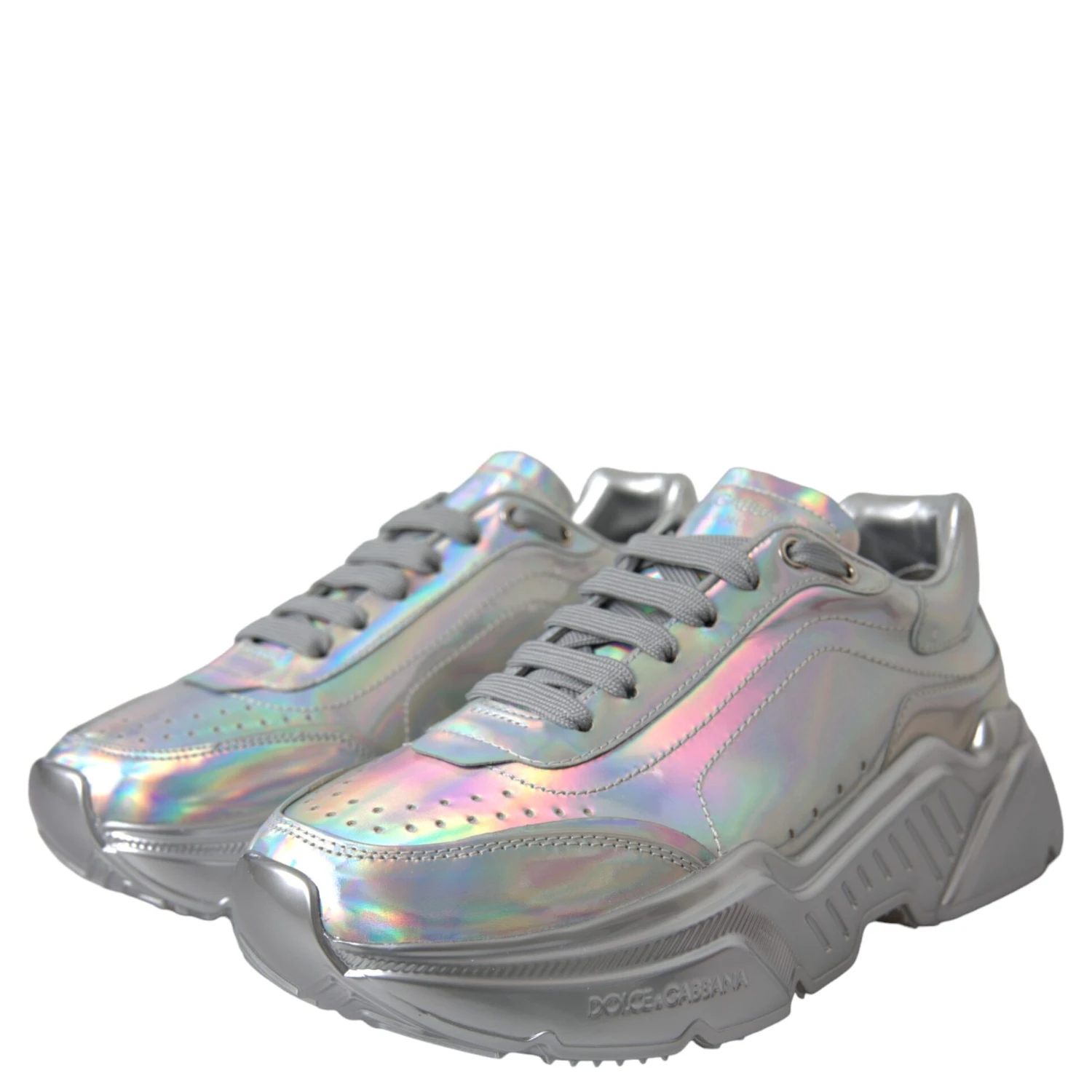Silver Iridescent DAYMASTER Leather Sneakers Shoes