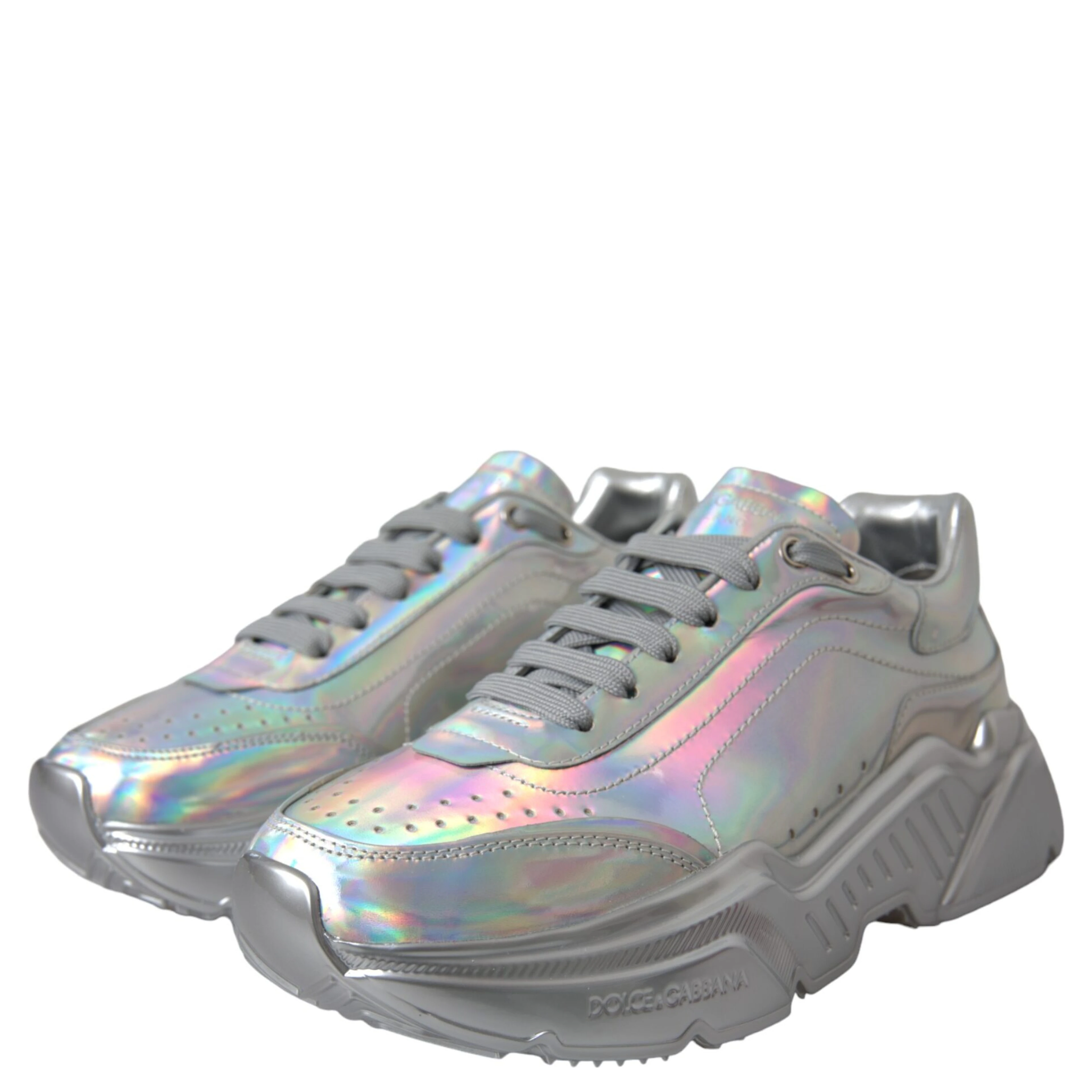 Silver Iridescent DAYMASTER Leather Sneakers Shoes