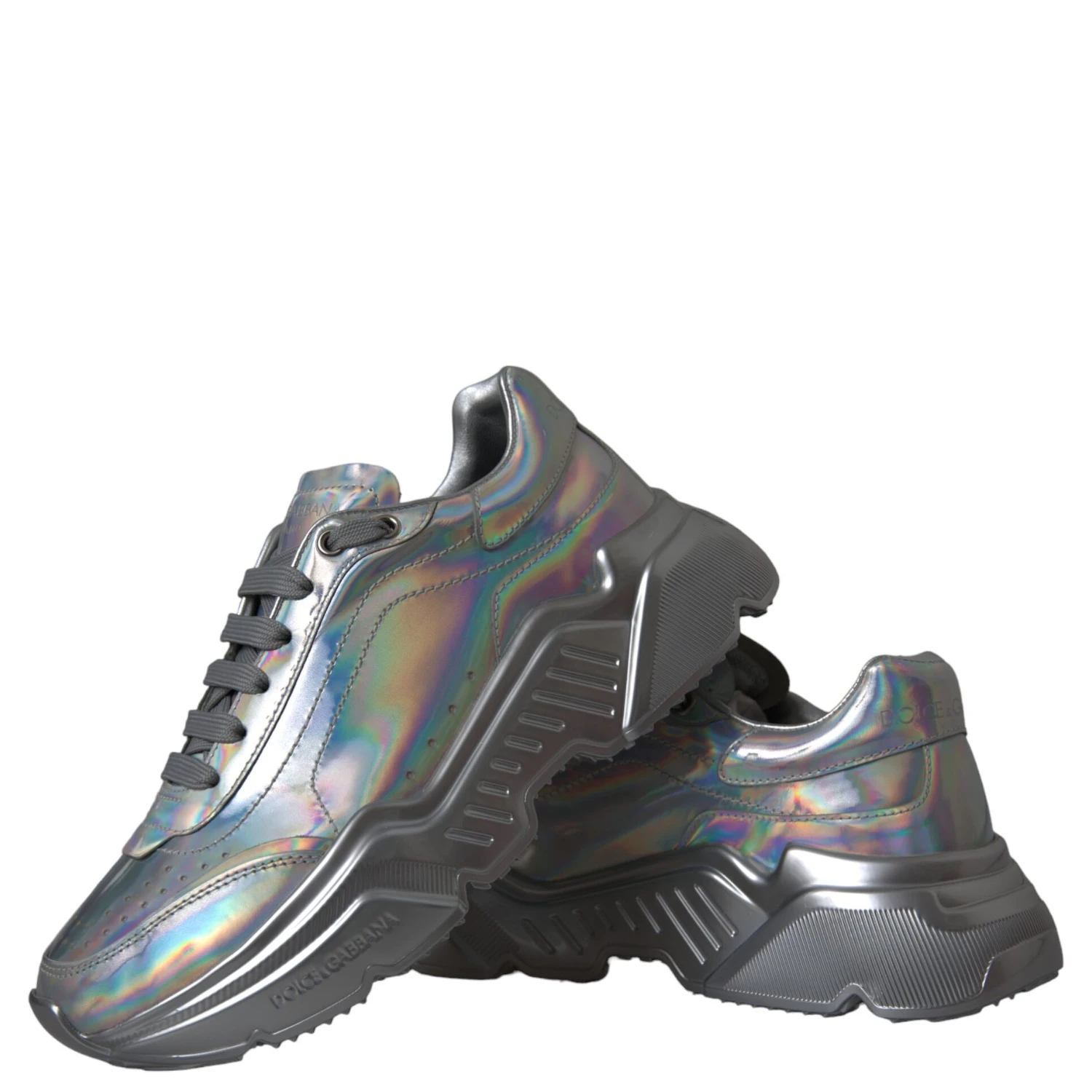 Silver Iridescent DAYMASTER Leather Sneakers Shoes