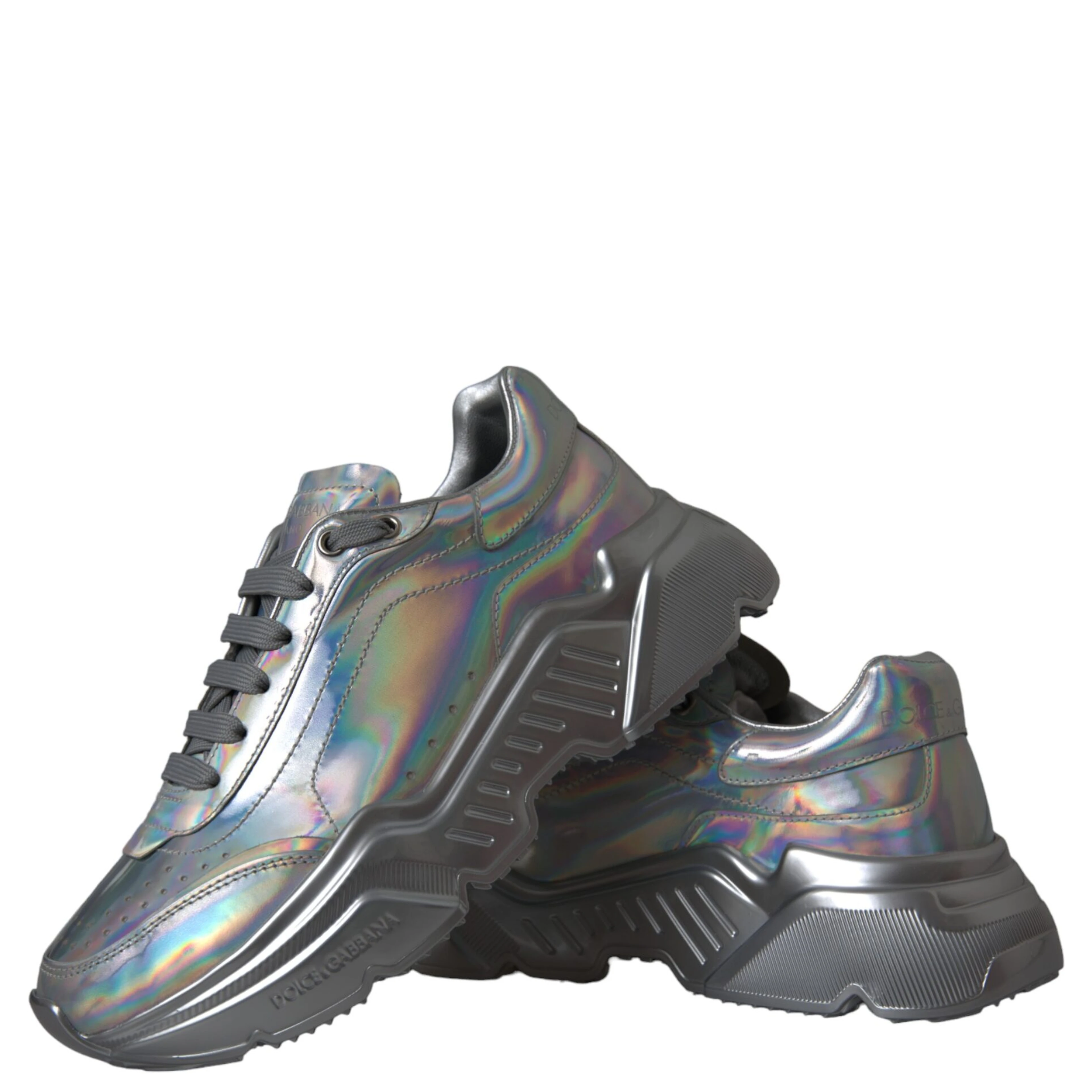 Silver Iridescent DAYMASTER Leather Sneakers Shoes