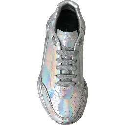 Silver Iridescent DAYMASTER Leather Sneakers Shoes