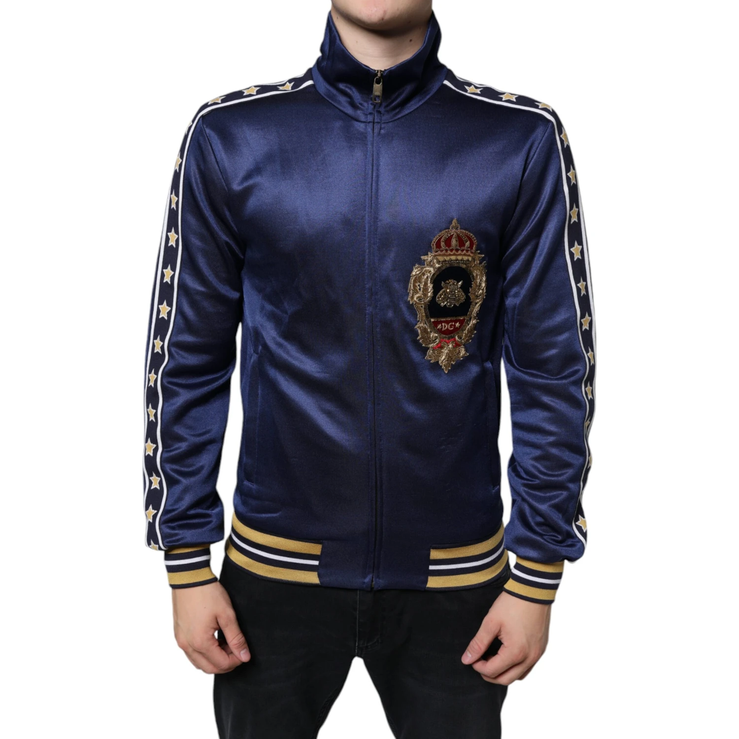 Blue Heraldic Patch Stripe King Bee Sweater