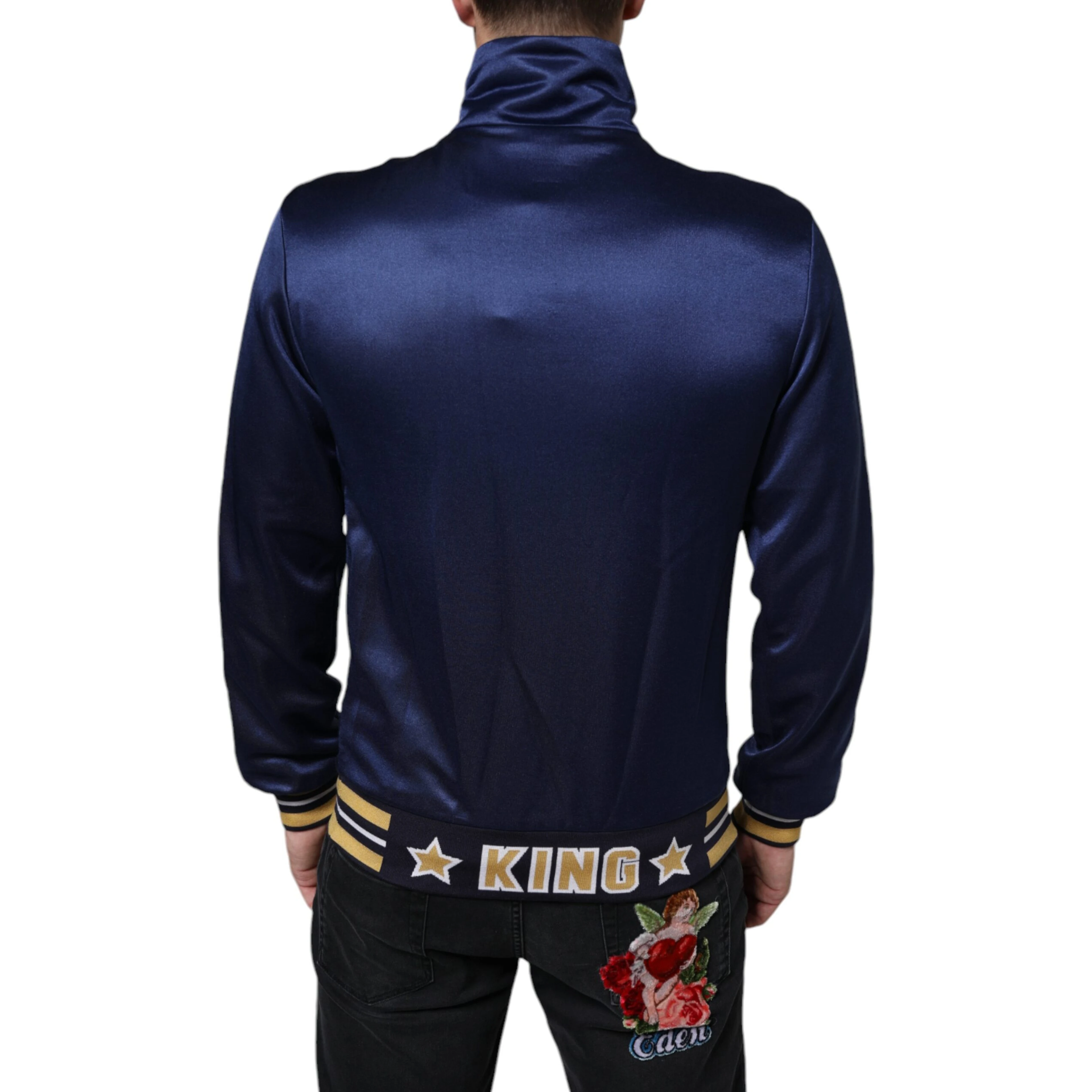 Blue Heraldic Patch Stripe King Bee Sweater
