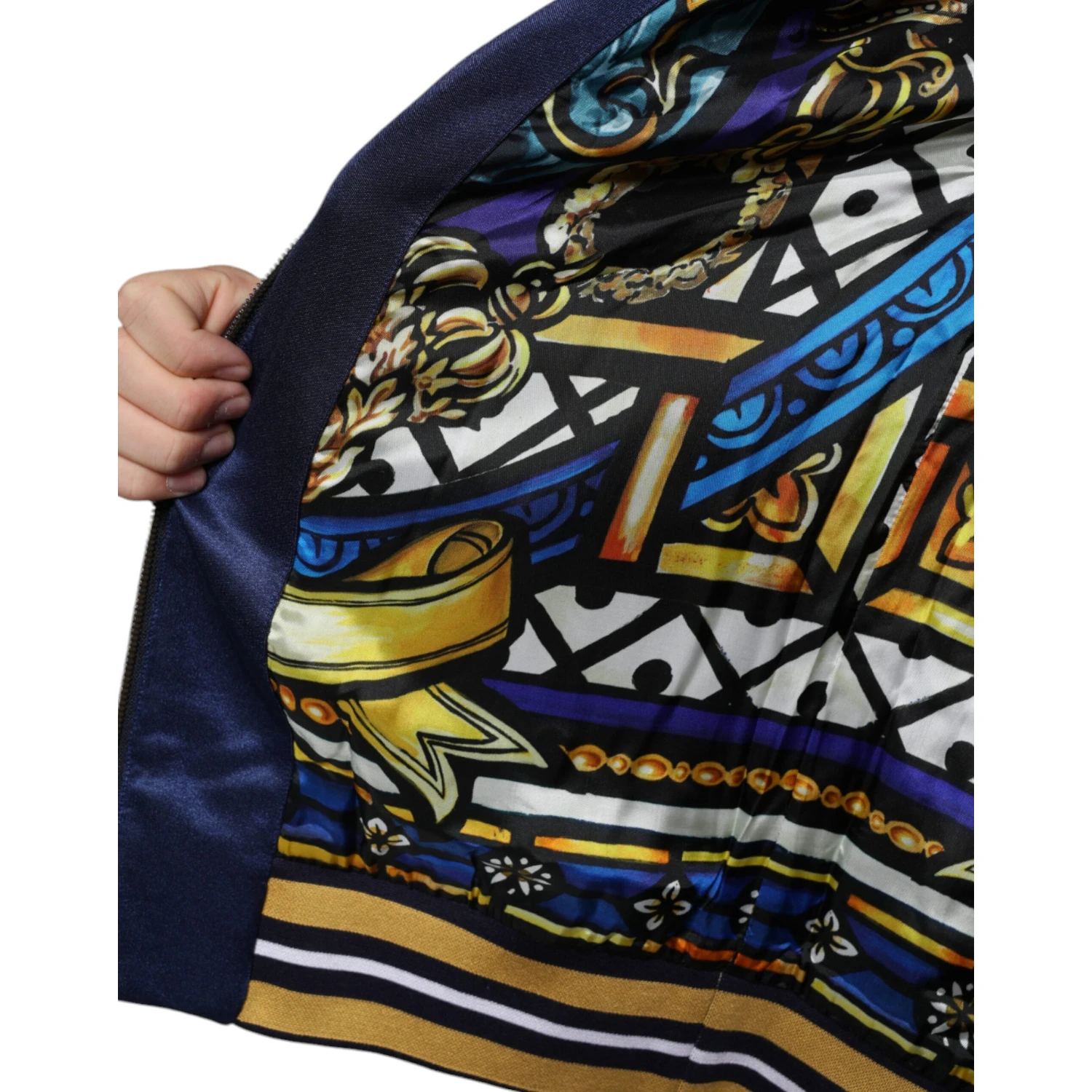 Blue Heraldic Patch Stripe King Bee Sweater