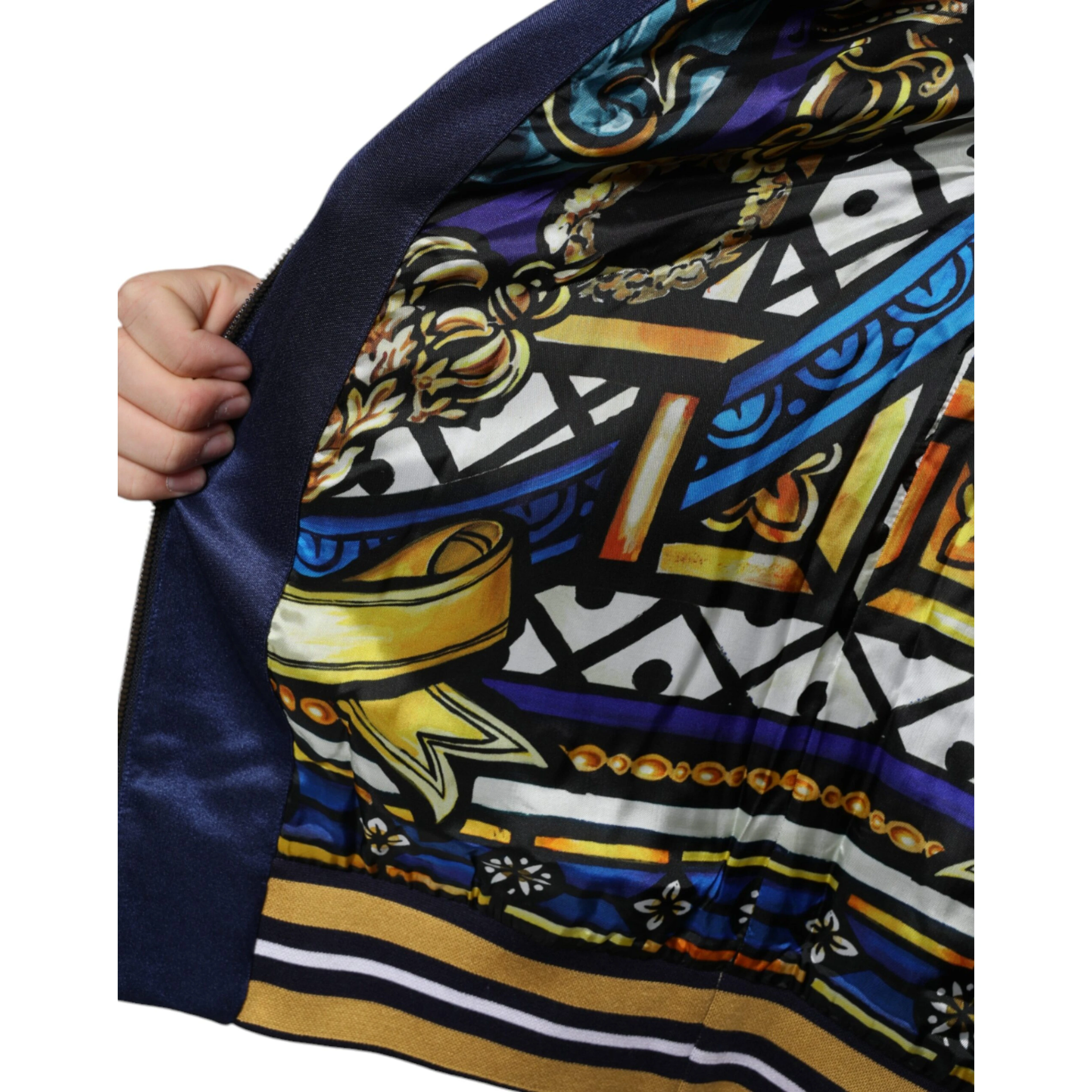 Blue Heraldic Patch Stripe King Bee Sweater
