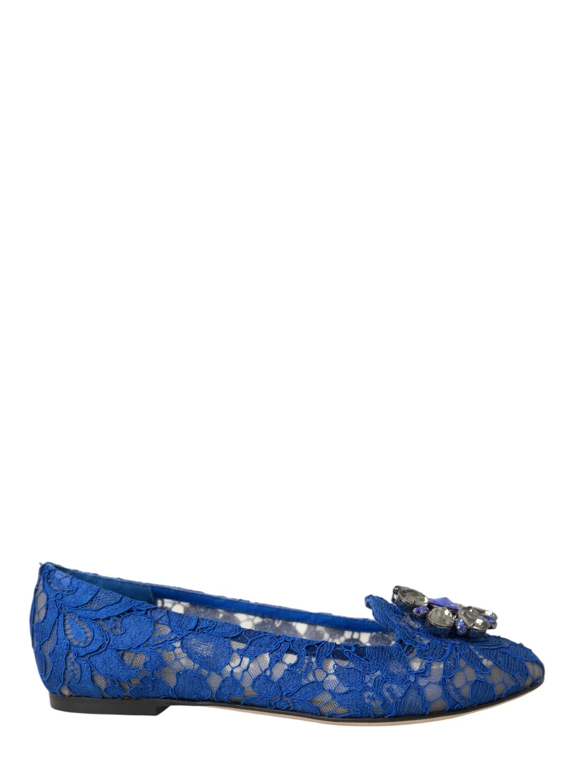 Blue Lace Crystal Ballet Flats Loafers Shoes
