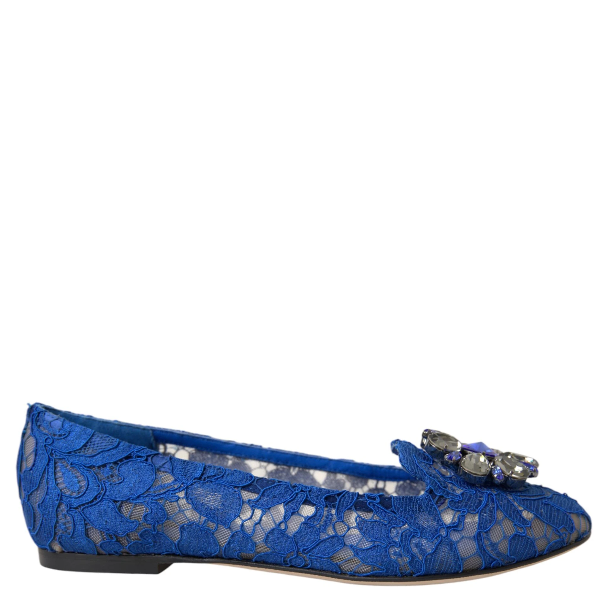 Blue Lace Crystal Ballet Flats Loafers Shoes