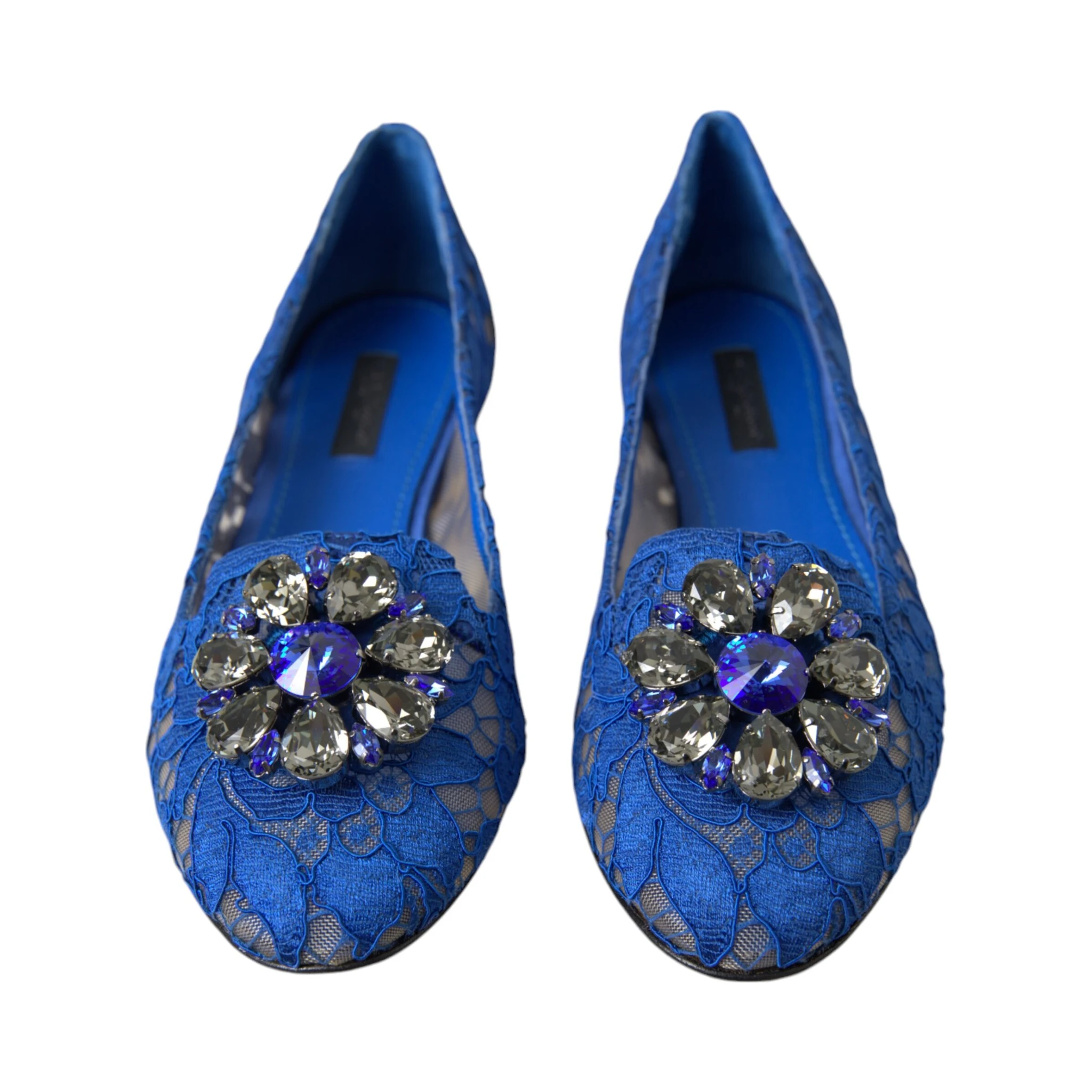 Blue Lace Crystal Ballet Flats Loafers Shoes