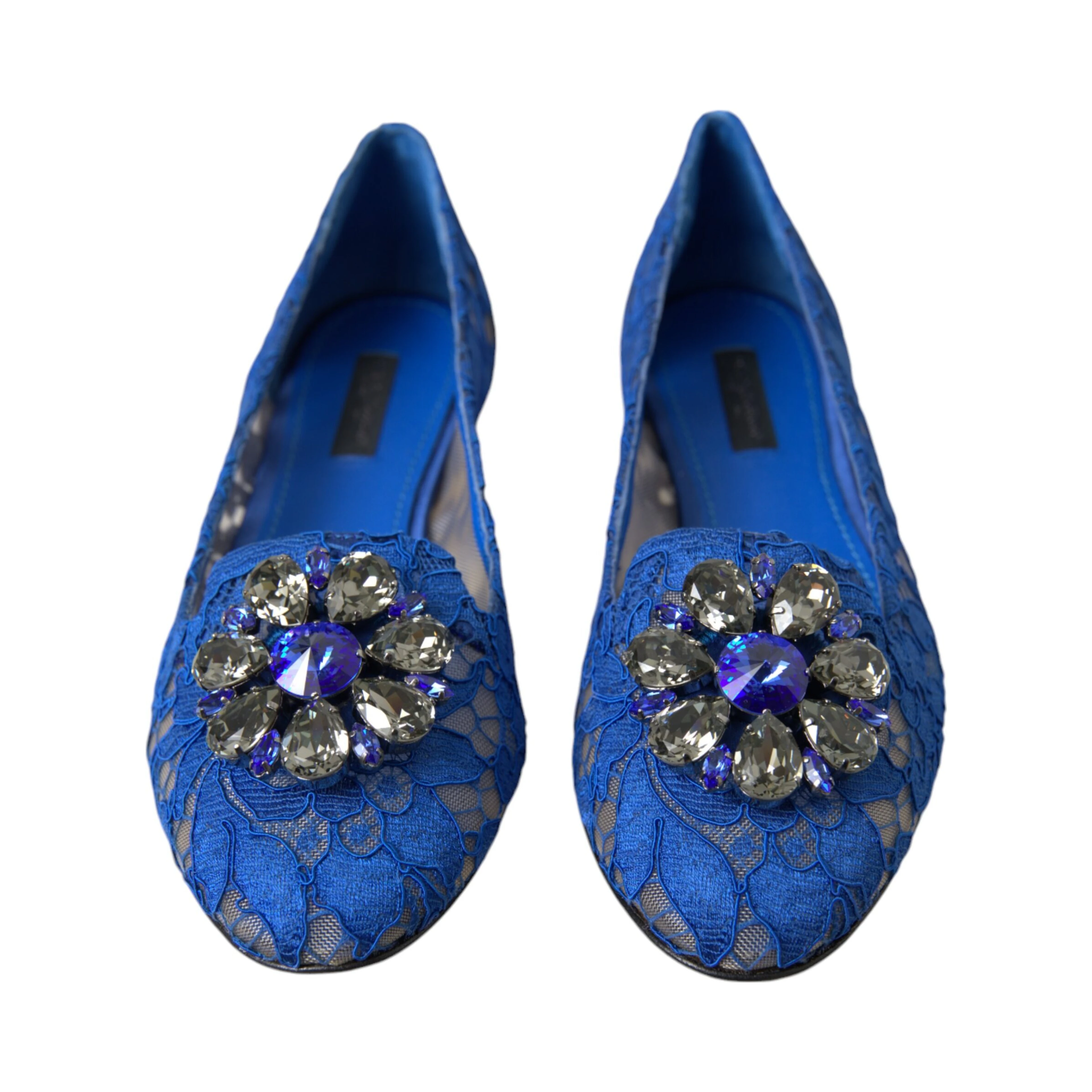 Blue Lace Crystal Ballet Flats Loafers Shoes