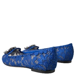 Blue Lace Crystal Ballet Flats Loafers Shoes