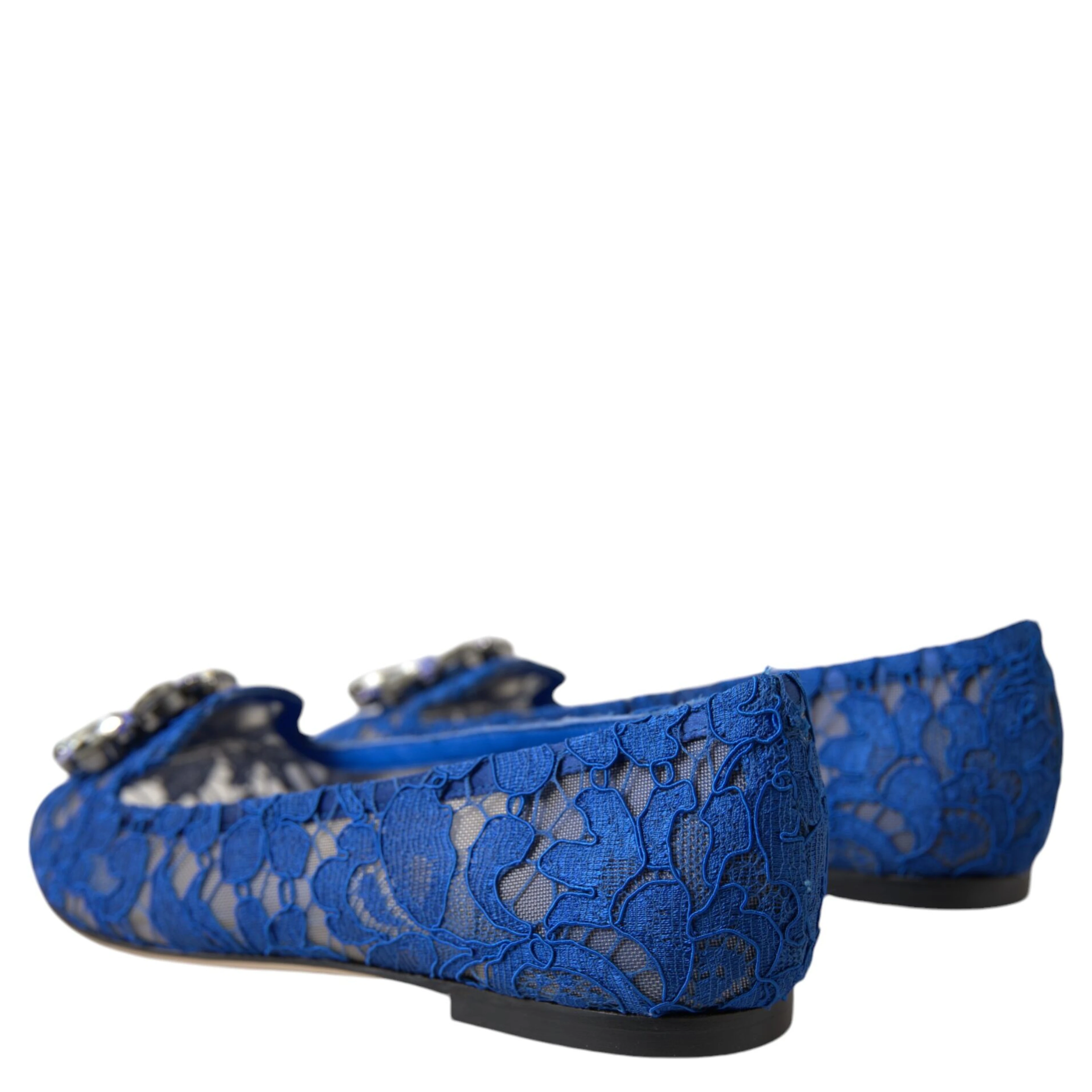 Blue Lace Crystal Ballet Flats Loafers Shoes