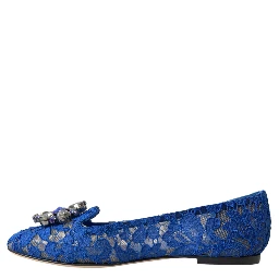 Blue Lace Crystal Ballet Flats Loafers Shoes