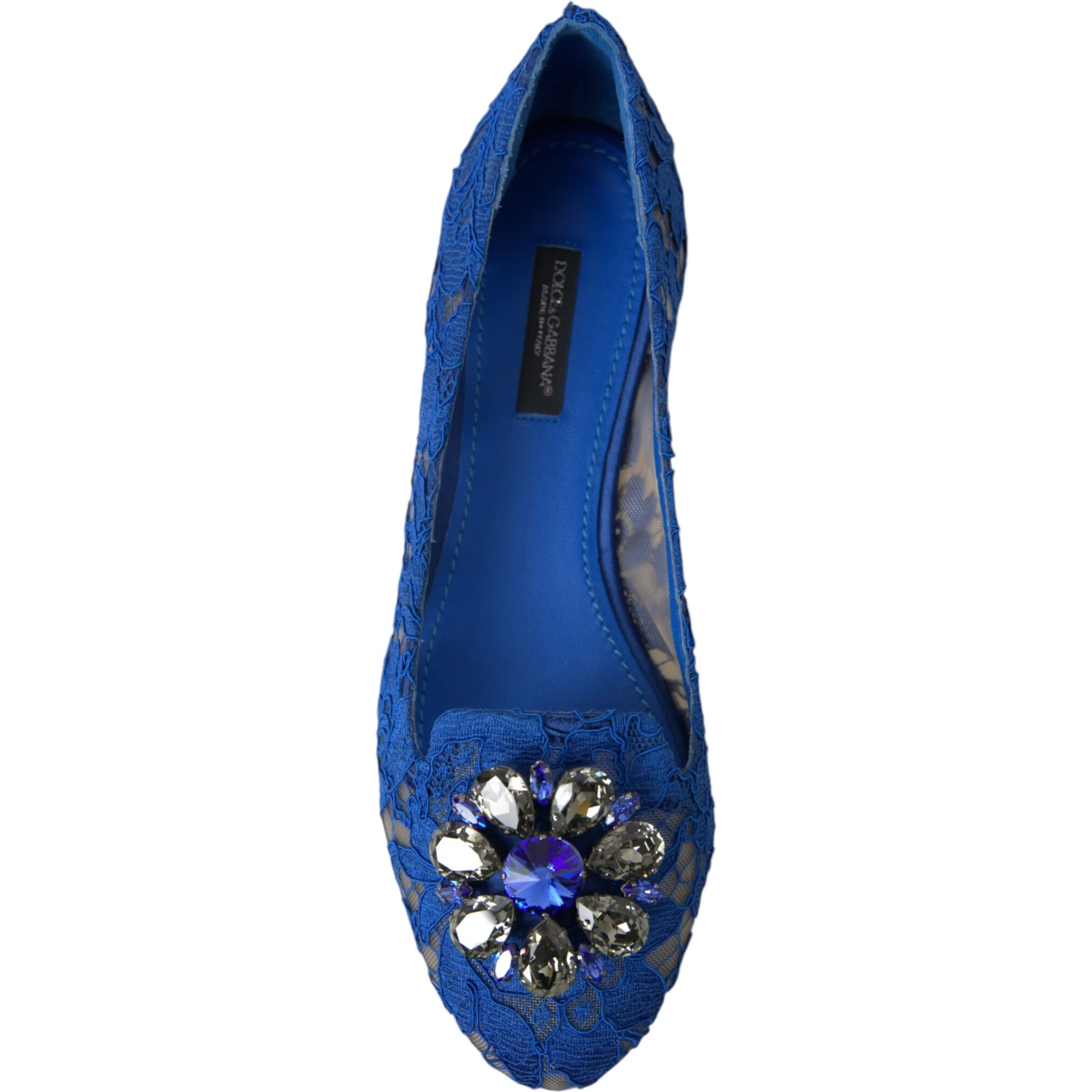 Blue Lace Crystal Ballet Flats Loafers Shoes