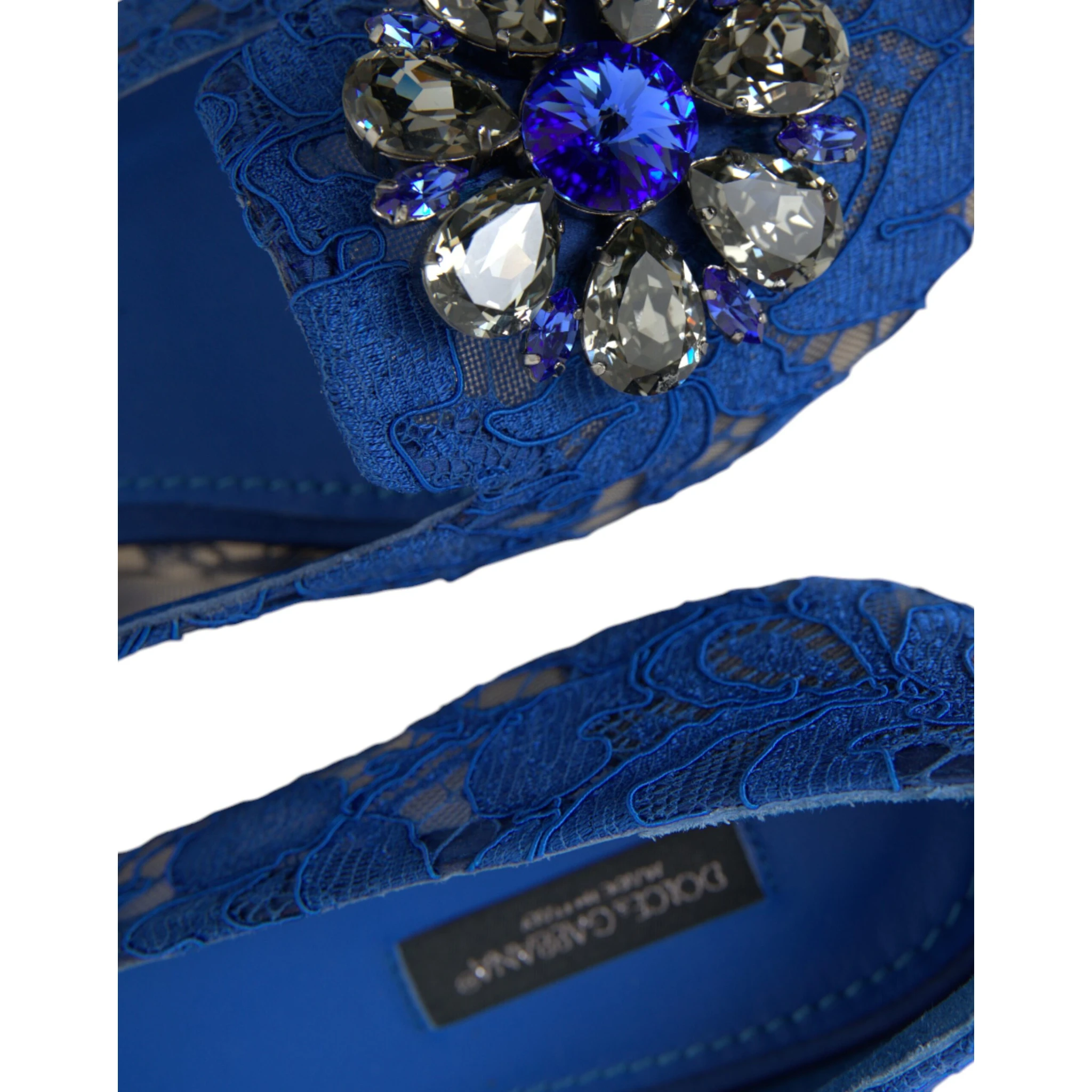 Blue Lace Crystal Ballet Flats Loafers Shoes