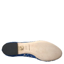 Blue Lace Crystal Ballet Flats Loafers Shoes