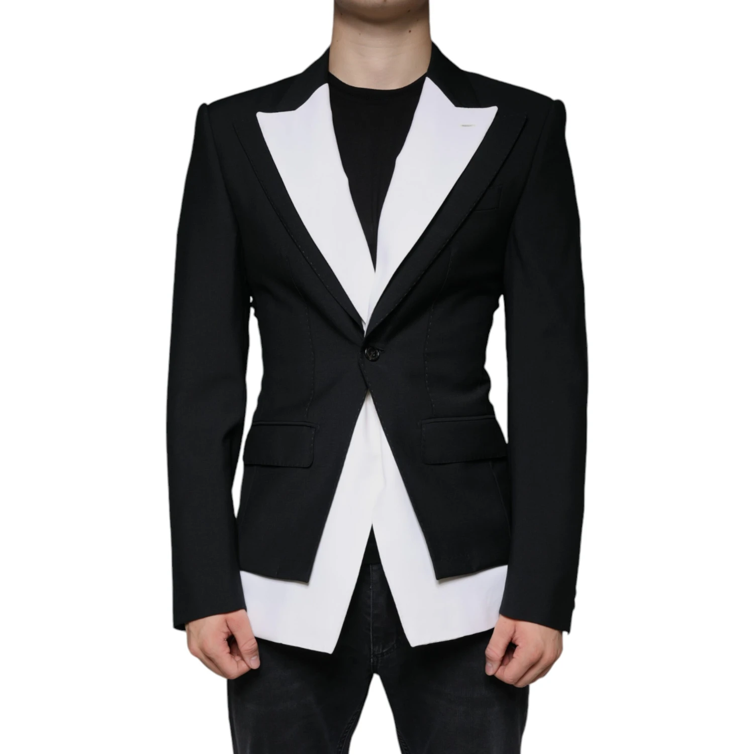 Black White Single Breasted Dress Blazer