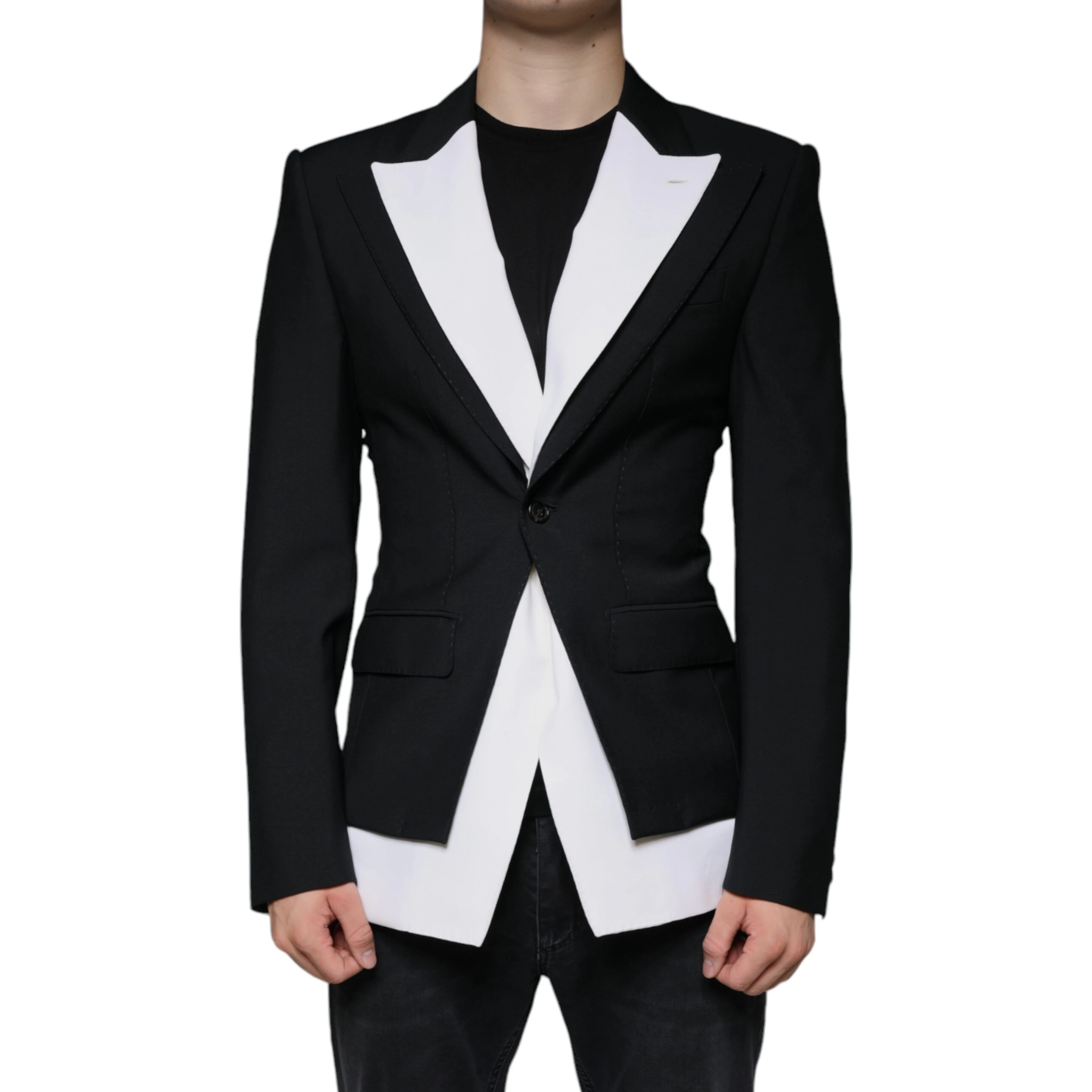 Black White Single Breasted Dress Blazer