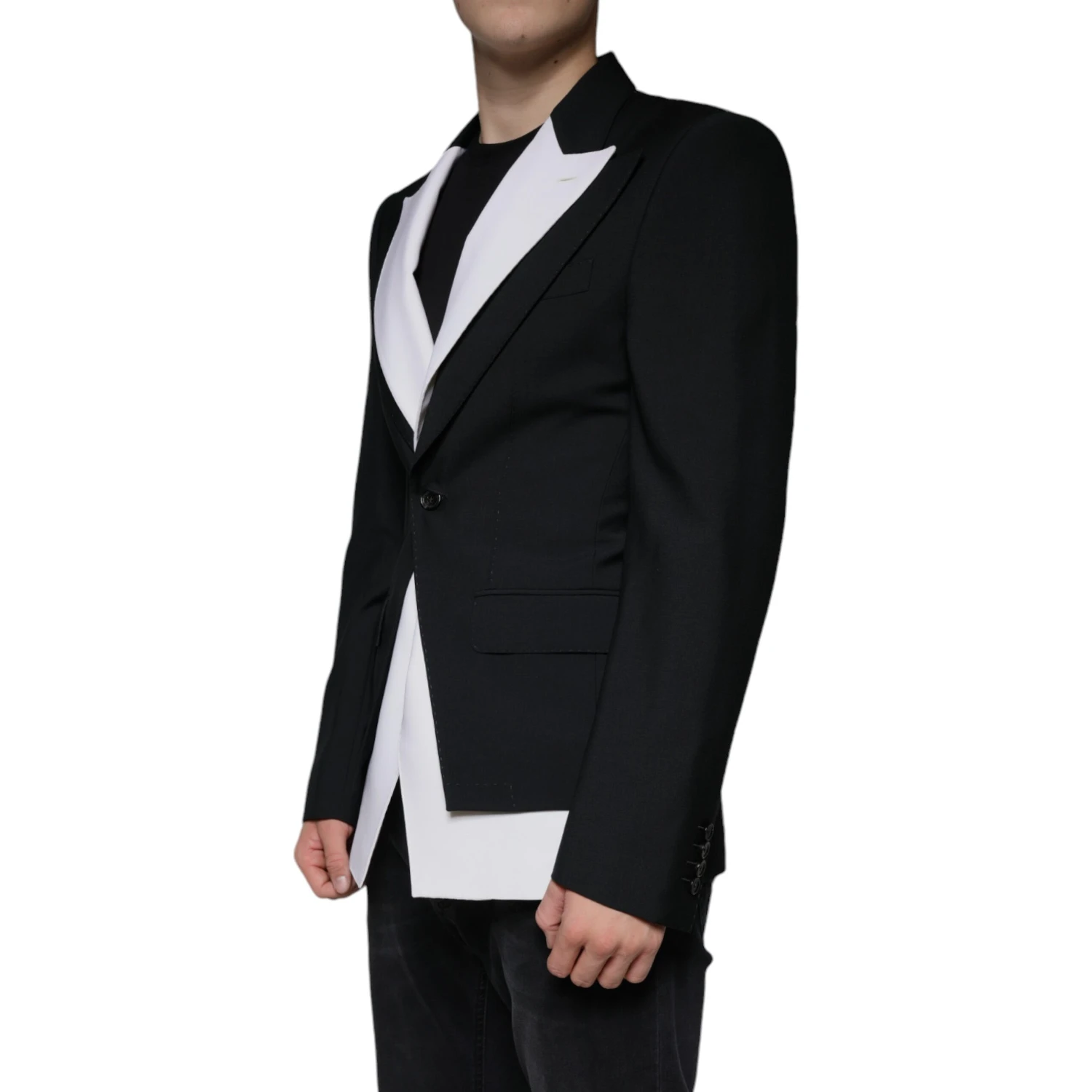 Black White Single Breasted Dress Blazer