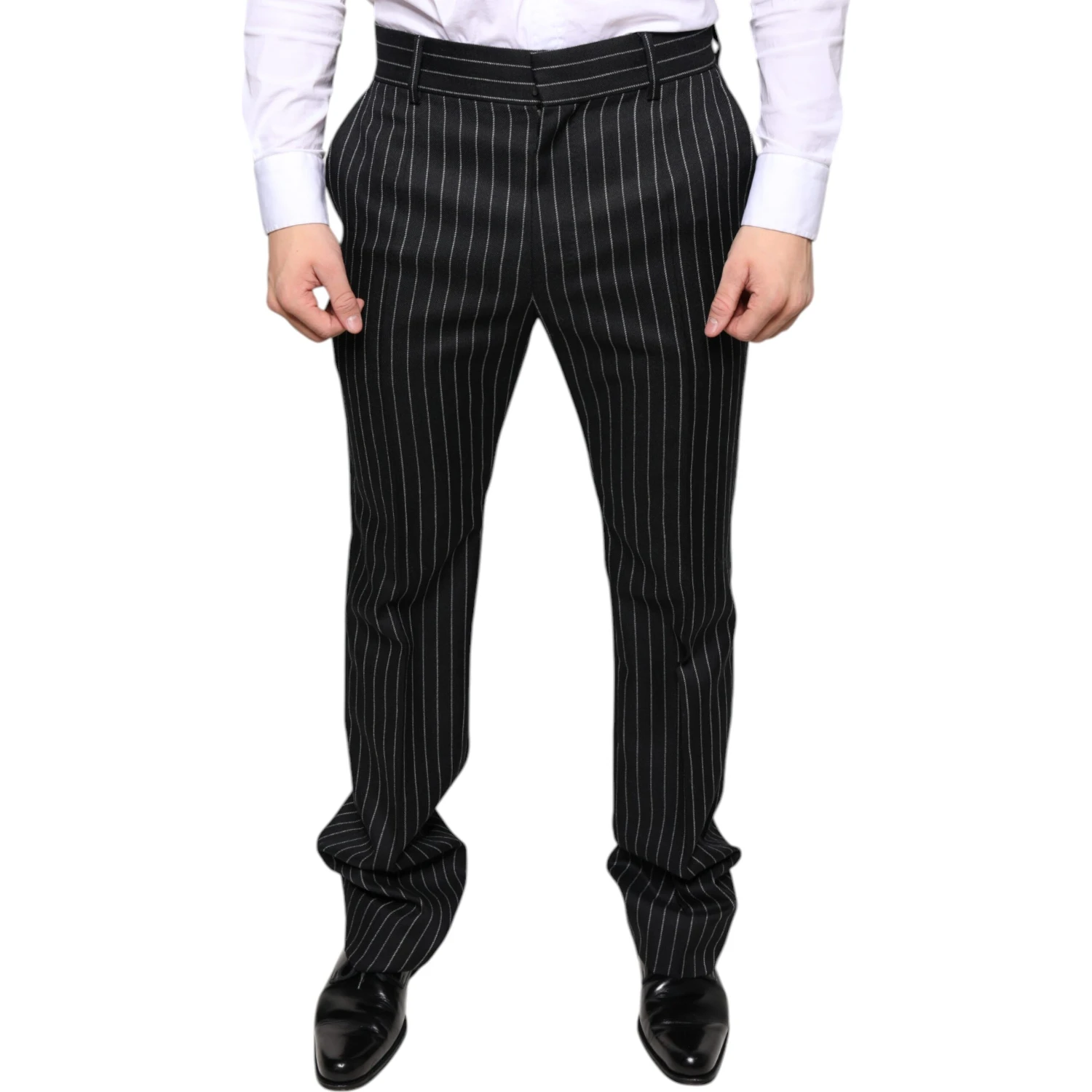 Black Stripes Skinny Men Dress Pants
