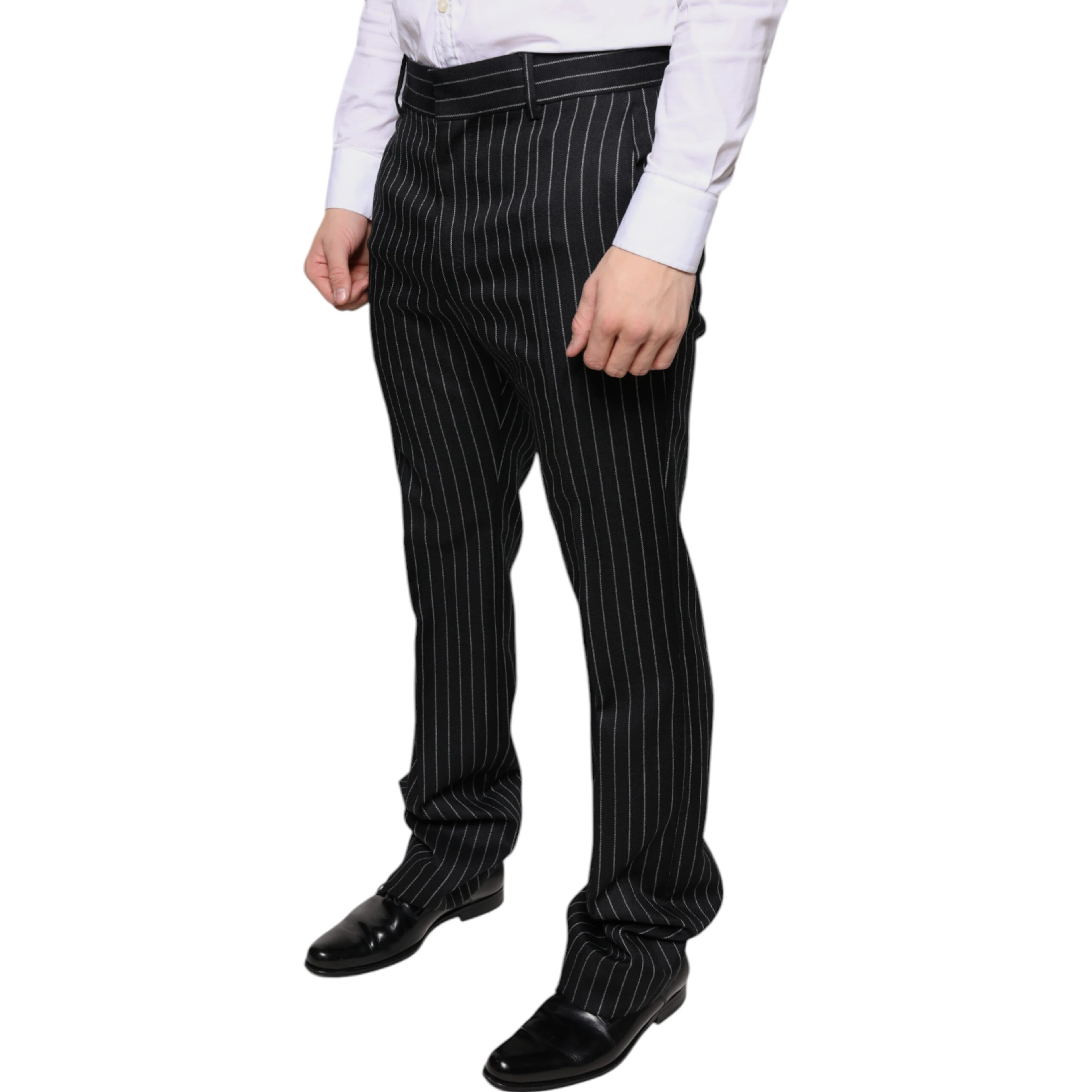 Black Stripes Skinny Men Dress Pants
