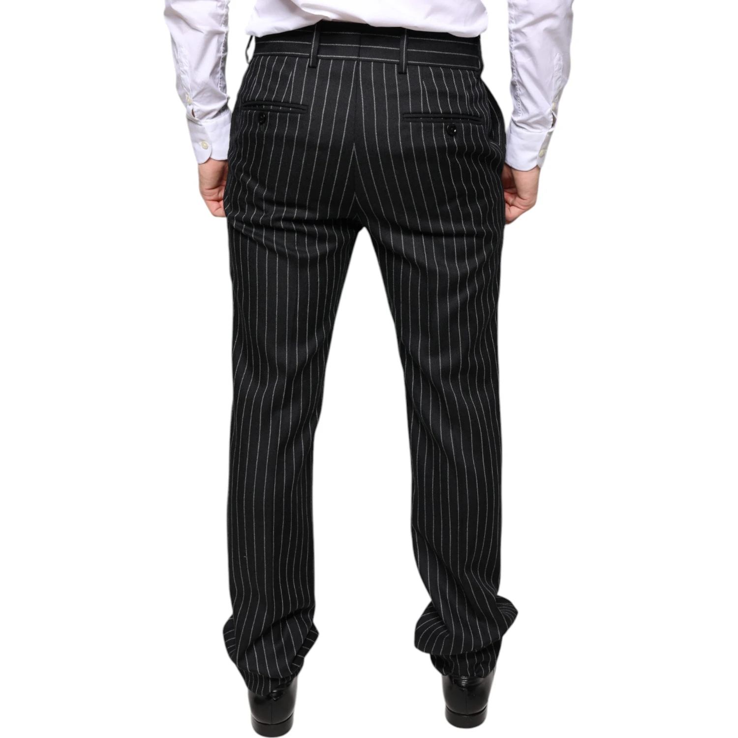 Black Stripes Skinny Men Dress Pants