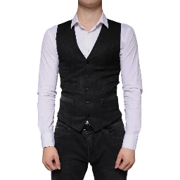 Black Wool Waistcoat Dress Formal Vest