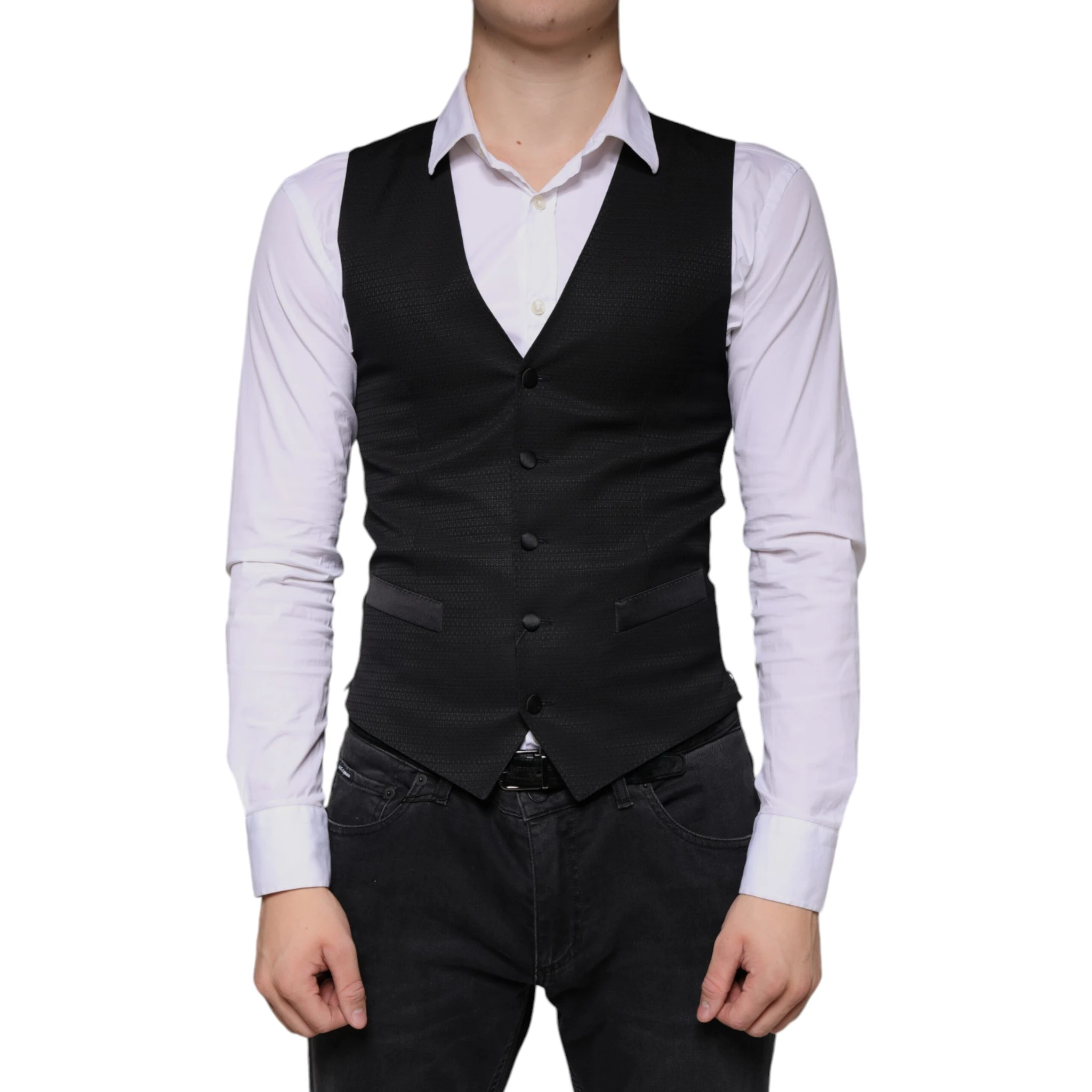 Black Wool Waistcoat Dress Formal Vest
