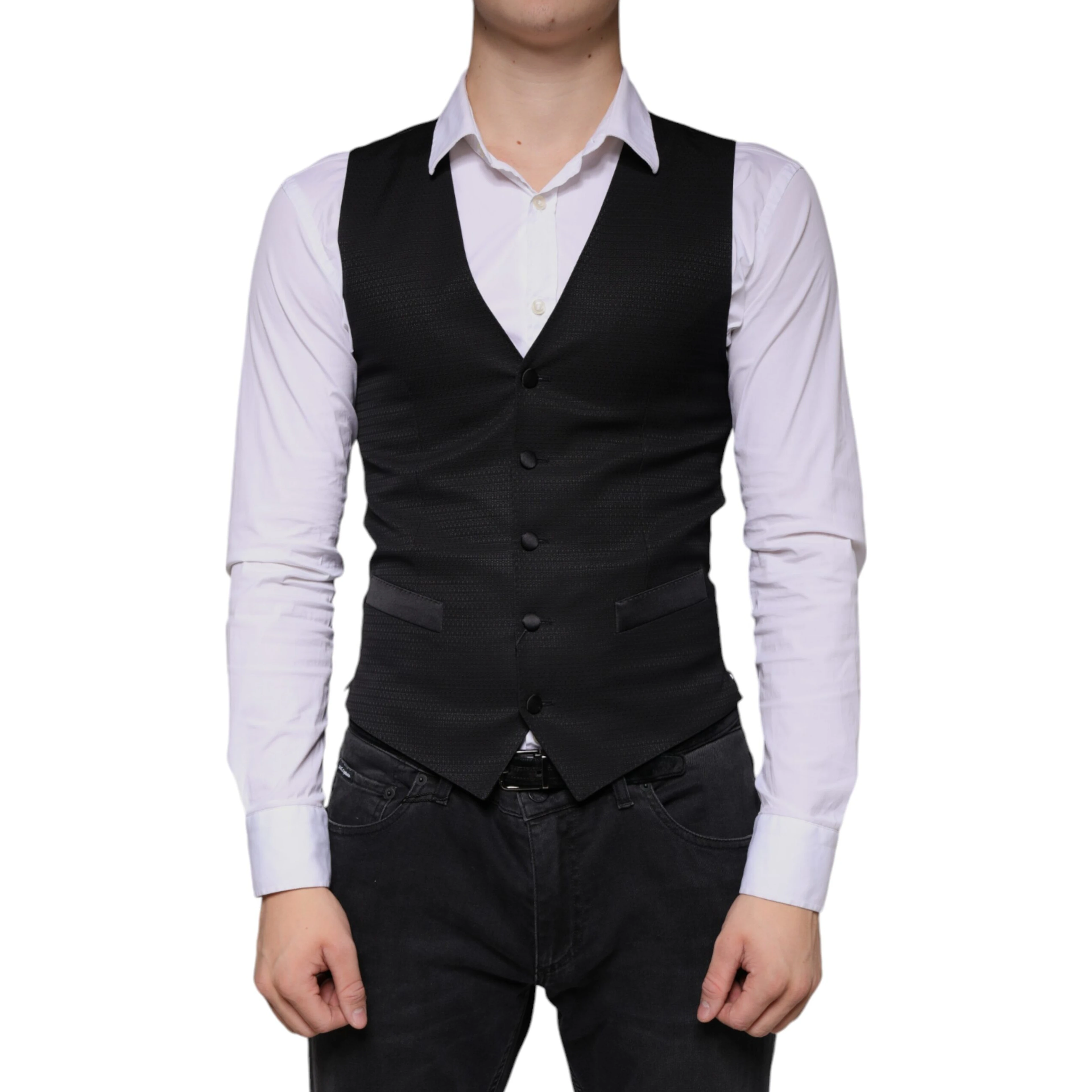 Black Wool Waistcoat Dress Formal Vest